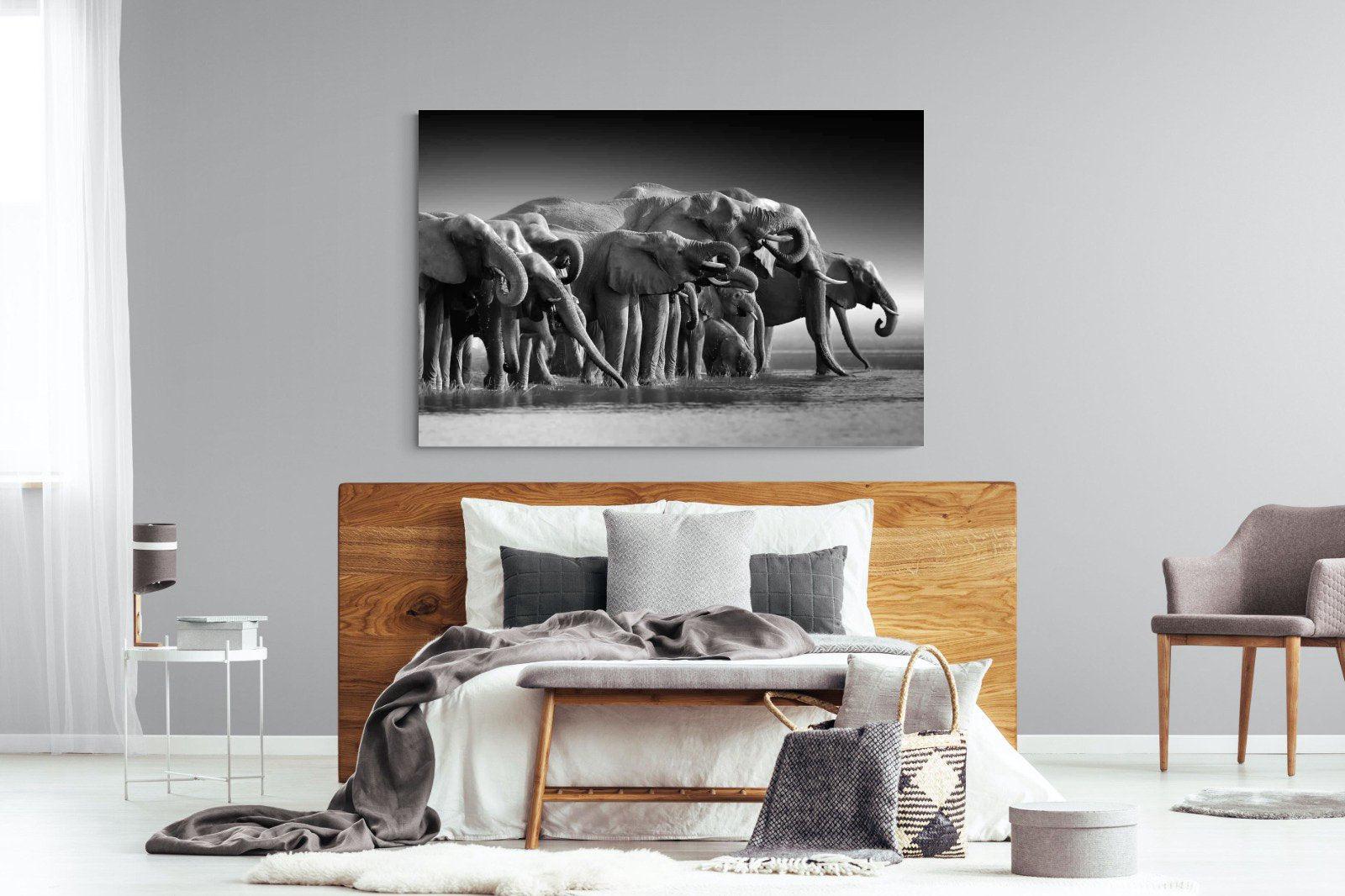 Chobe Elephants-Wall_Art-150 x 100cm-Mounted Canvas-No Frame-Pixalot