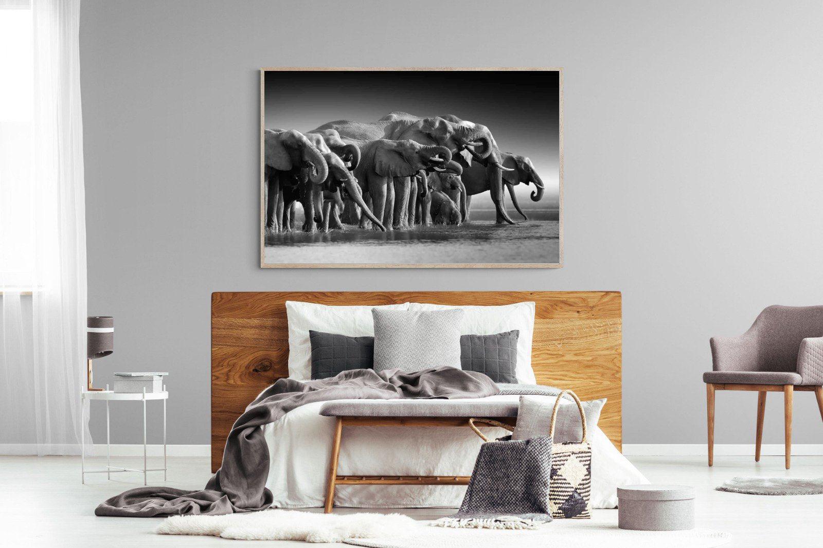 Chobe Elephants-Wall_Art-150 x 100cm-Mounted Canvas-Wood-Pixalot