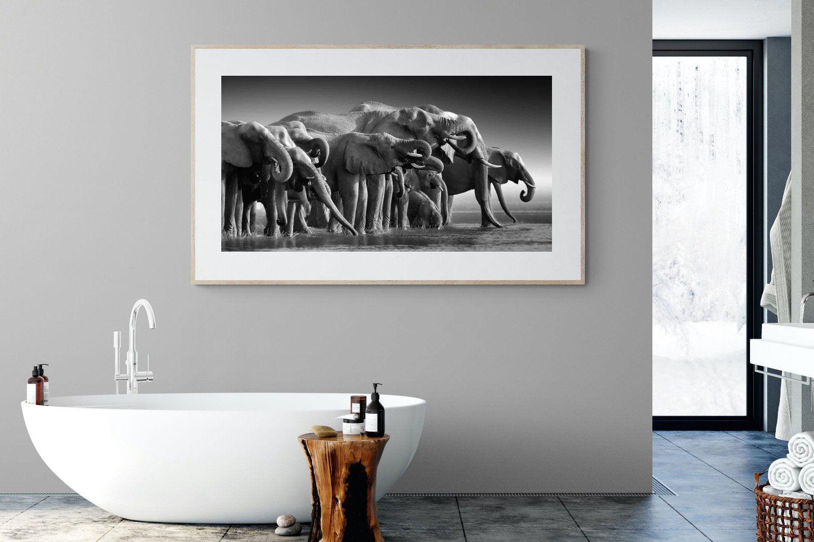 Chobe Elephants-Wall_Art-180 x 110cm-Framed Print-Wood-Pixalot