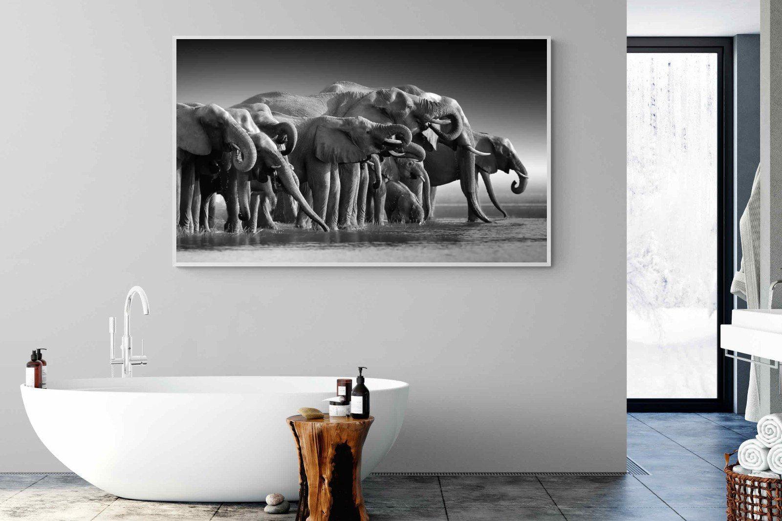 Chobe Elephants-Wall_Art-180 x 110cm-Mounted Canvas-White-Pixalot