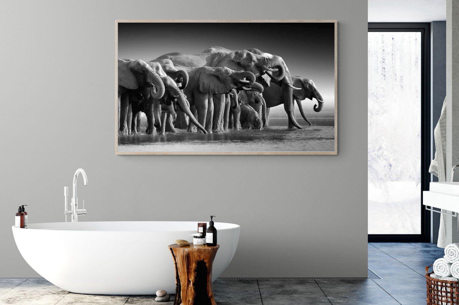 Chobe Elephants-Wall_Art-180 x 110cm-Mounted Canvas-Wood-Pixalot