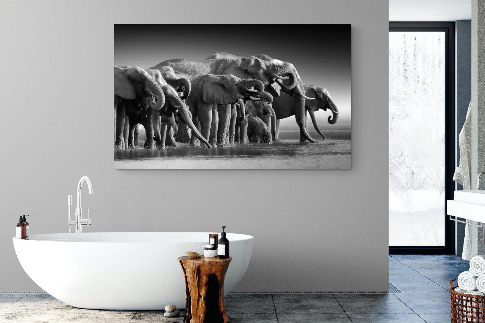 Chobe Elephants-Wall_Art-180 x 110cm-Mounted Canvas-No Frame-Pixalot