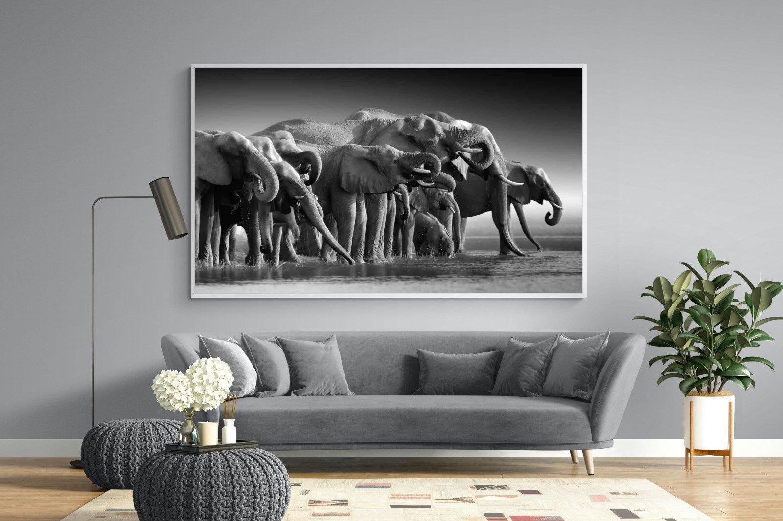 Chobe Elephants-Wall_Art-220 x 130cm-Mounted Canvas-White-Pixalot