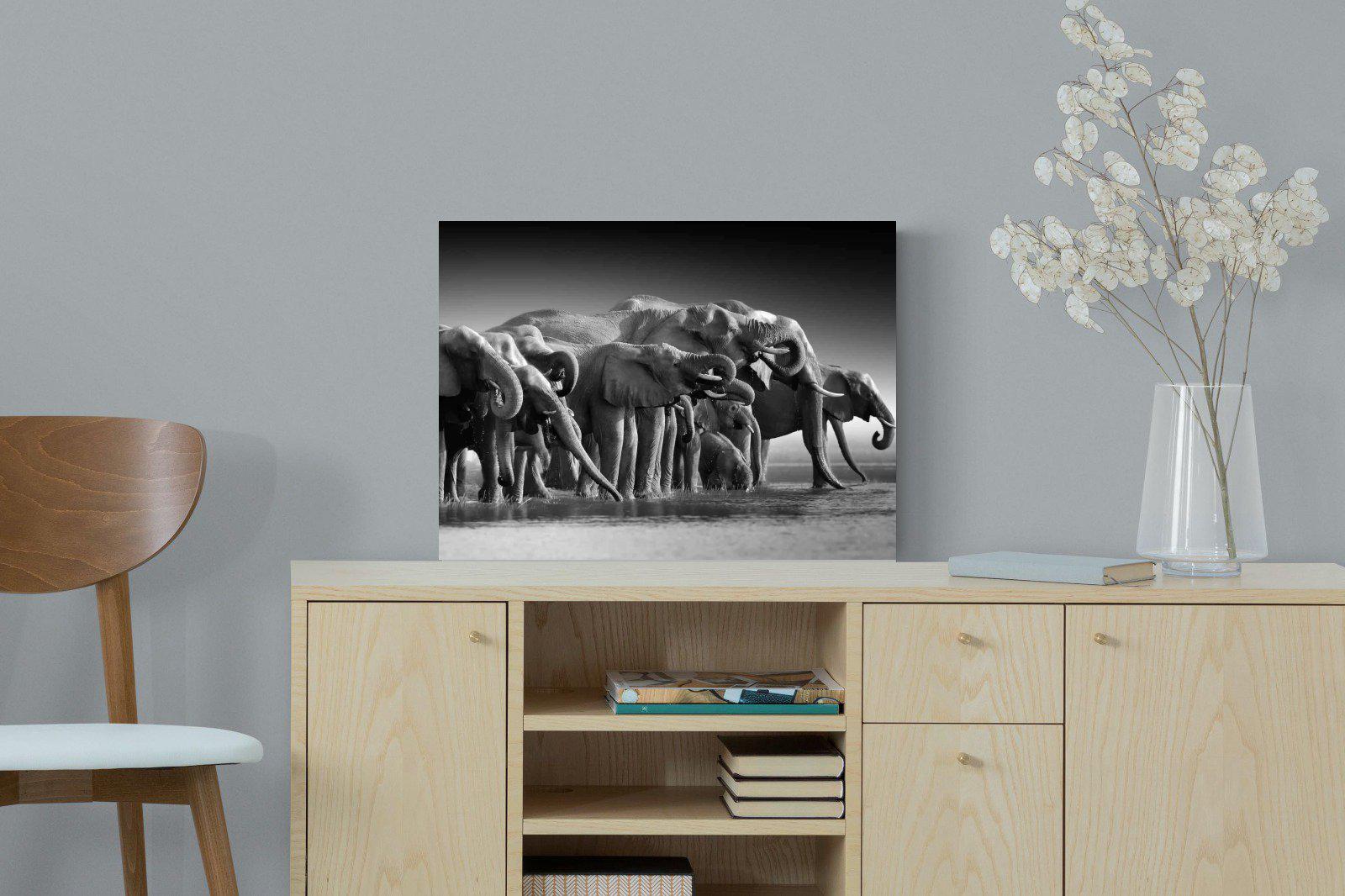 Chobe Elephants-Wall_Art-60 x 45cm-Mounted Canvas-No Frame-Pixalot