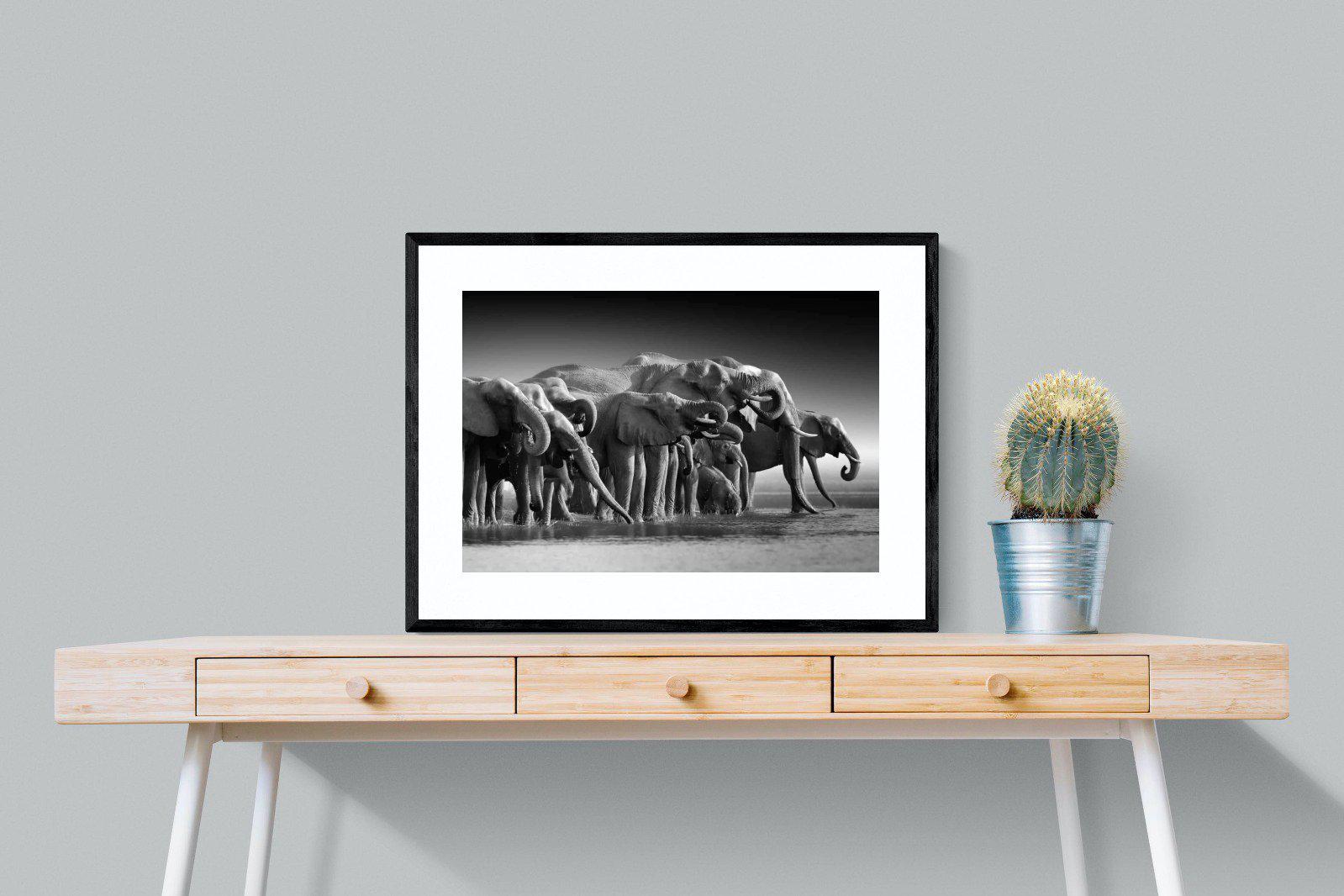 Chobe Elephants-Wall_Art-80 x 60cm-Framed Print-Black-Pixalot