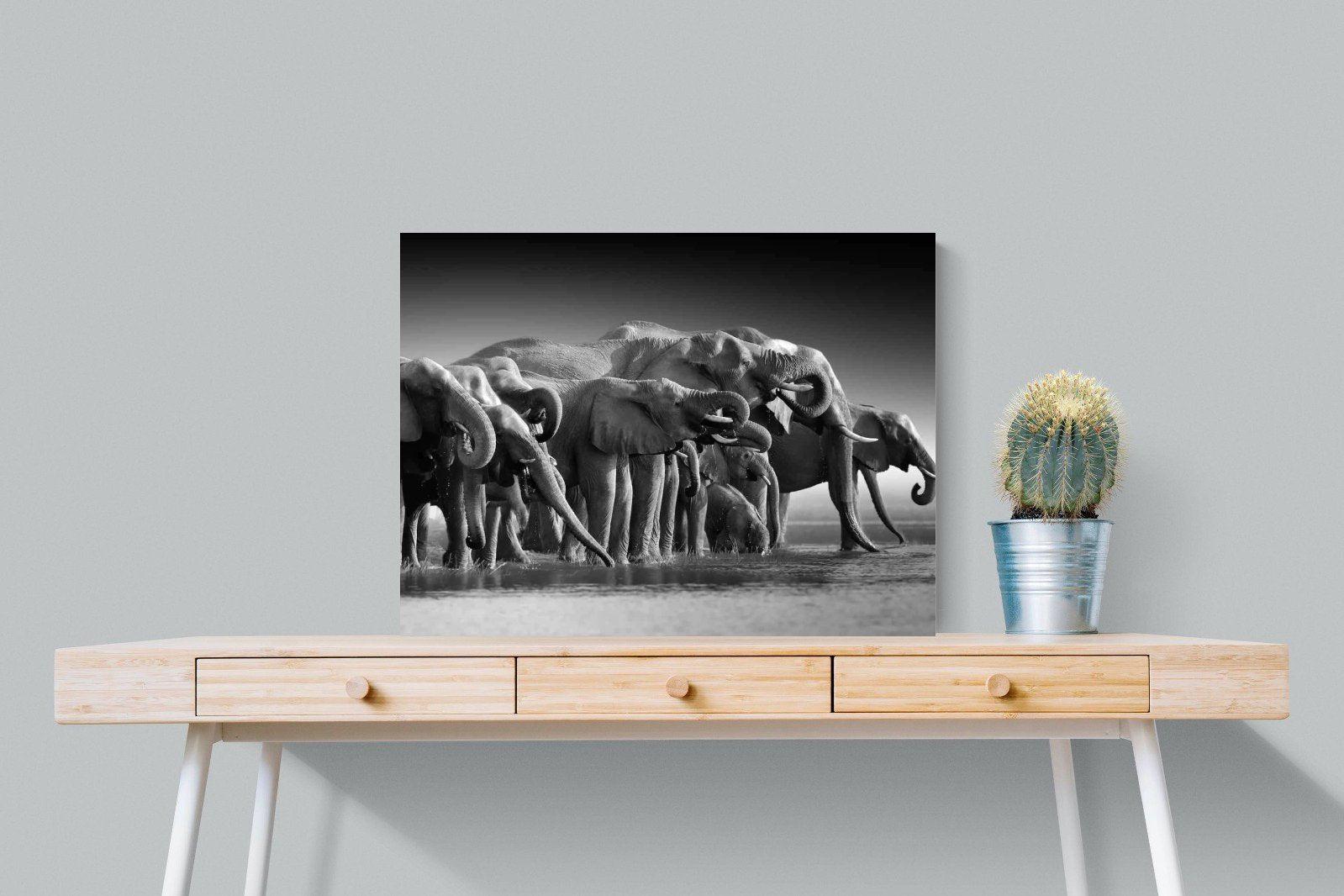 Chobe Elephants-Wall_Art-80 x 60cm-Mounted Canvas-No Frame-Pixalot