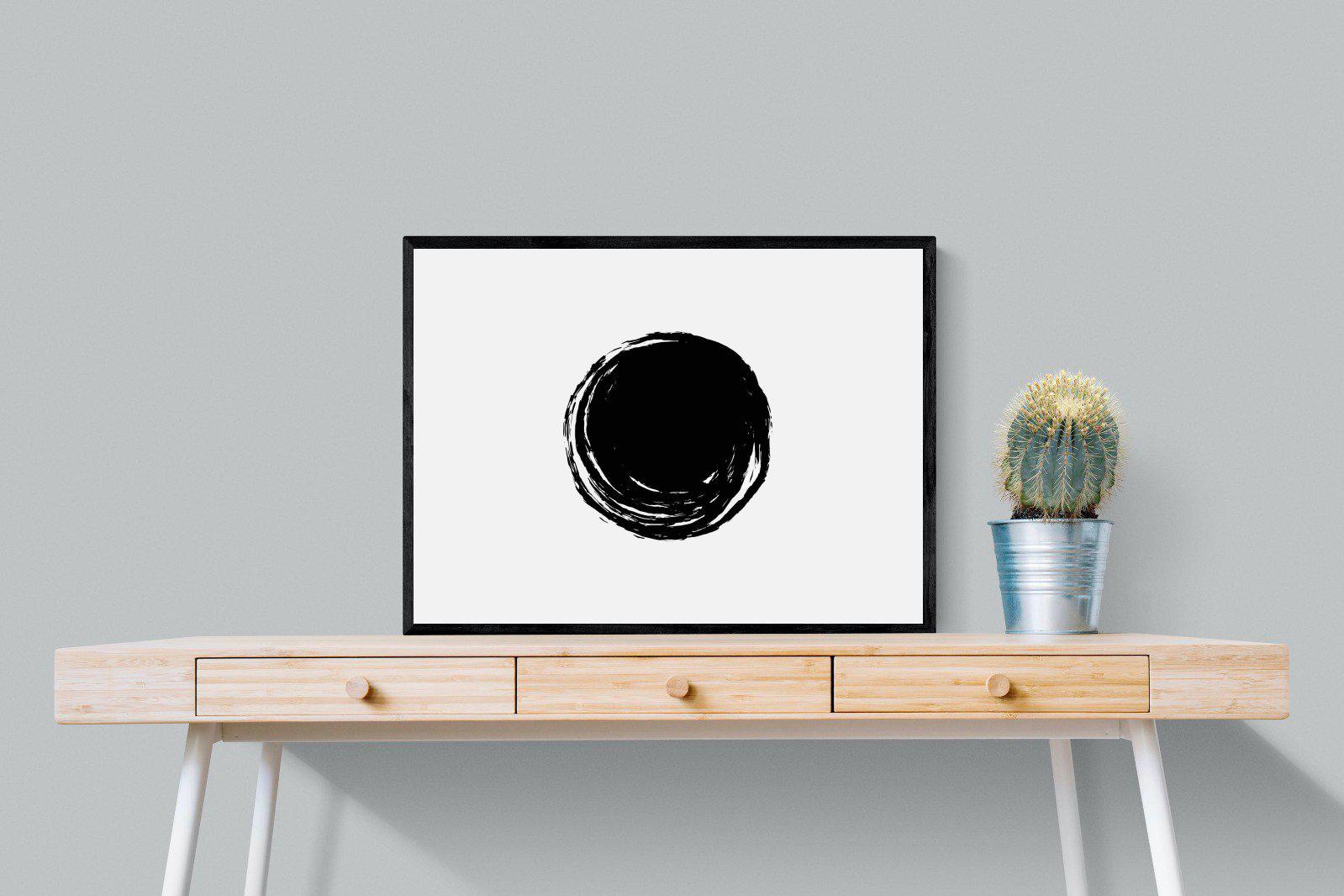 Circle Stroke-Wall_Art-80 x 60cm-Mounted Canvas-Black-Pixalot
