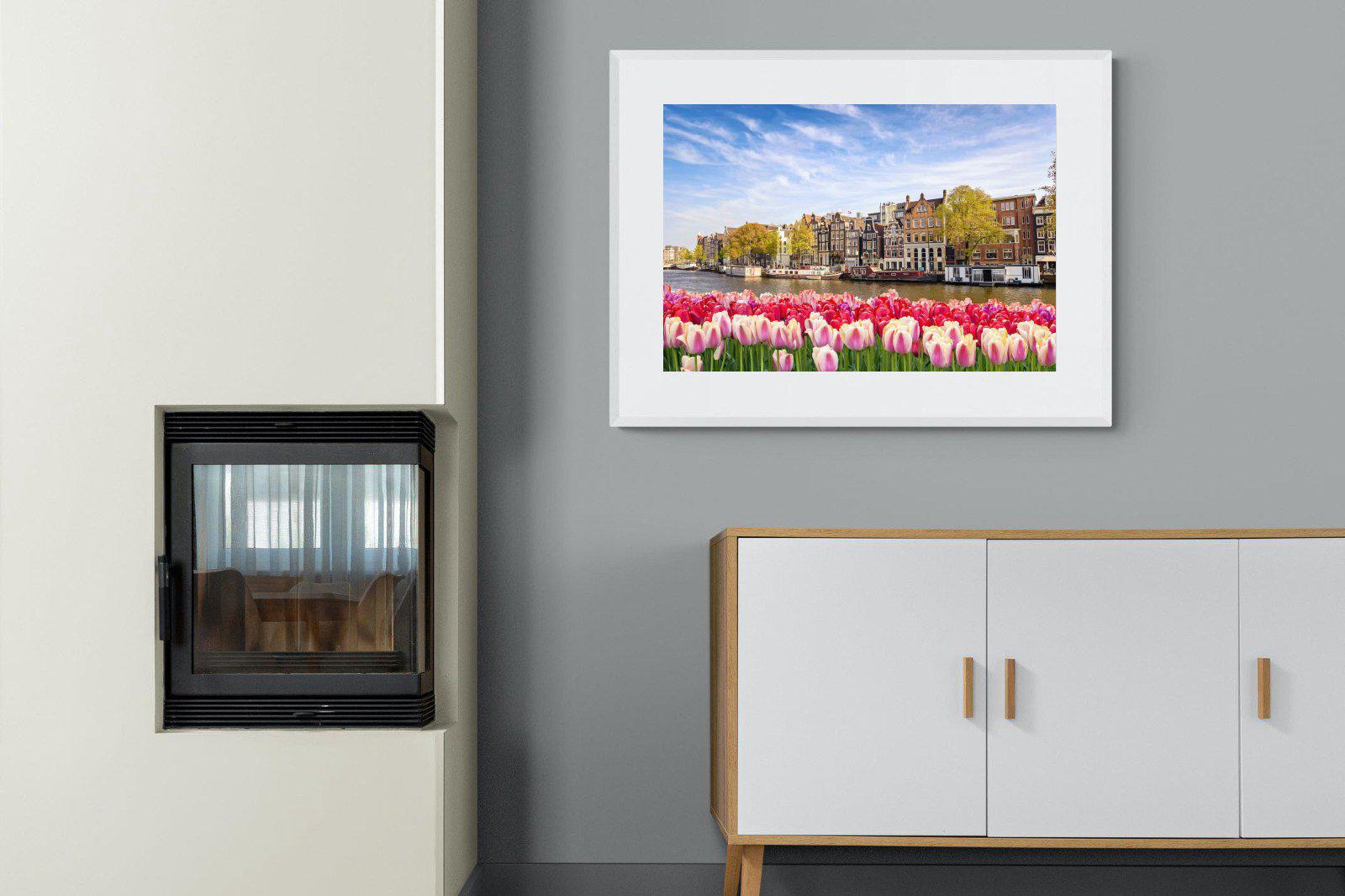 City Tulips-Wall_Art-100 x 75cm-Framed Print-White-Pixalot