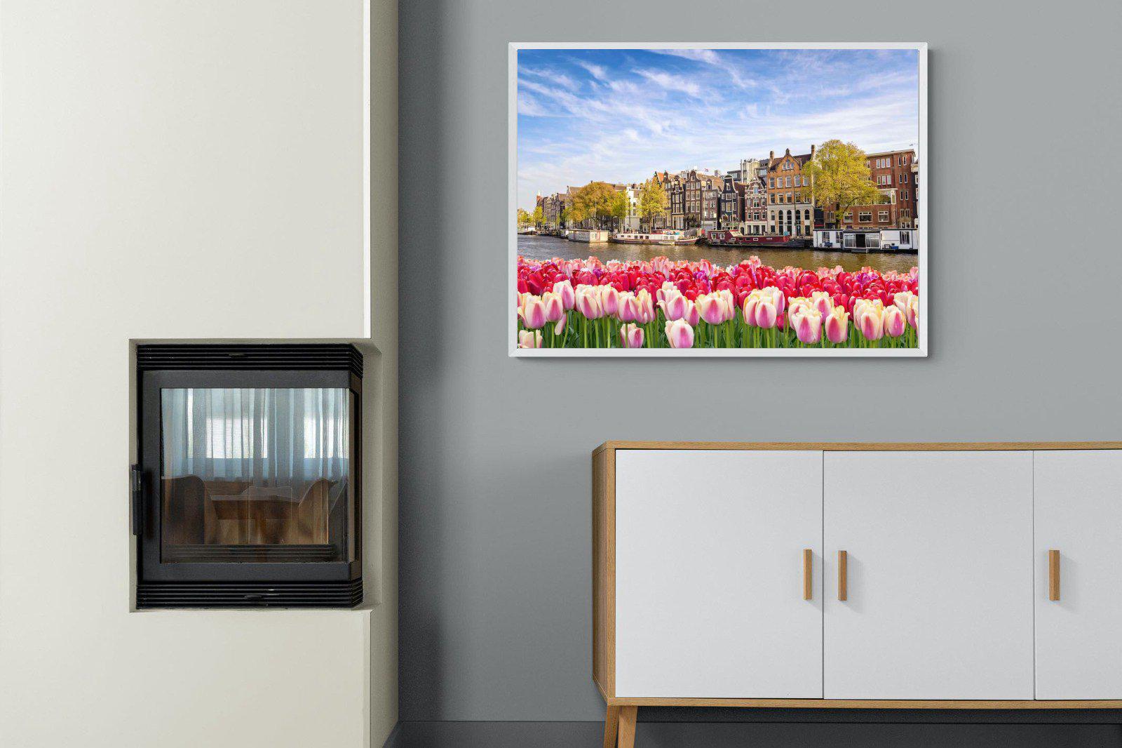 City Tulips-Wall_Art-100 x 75cm-Mounted Canvas-White-Pixalot