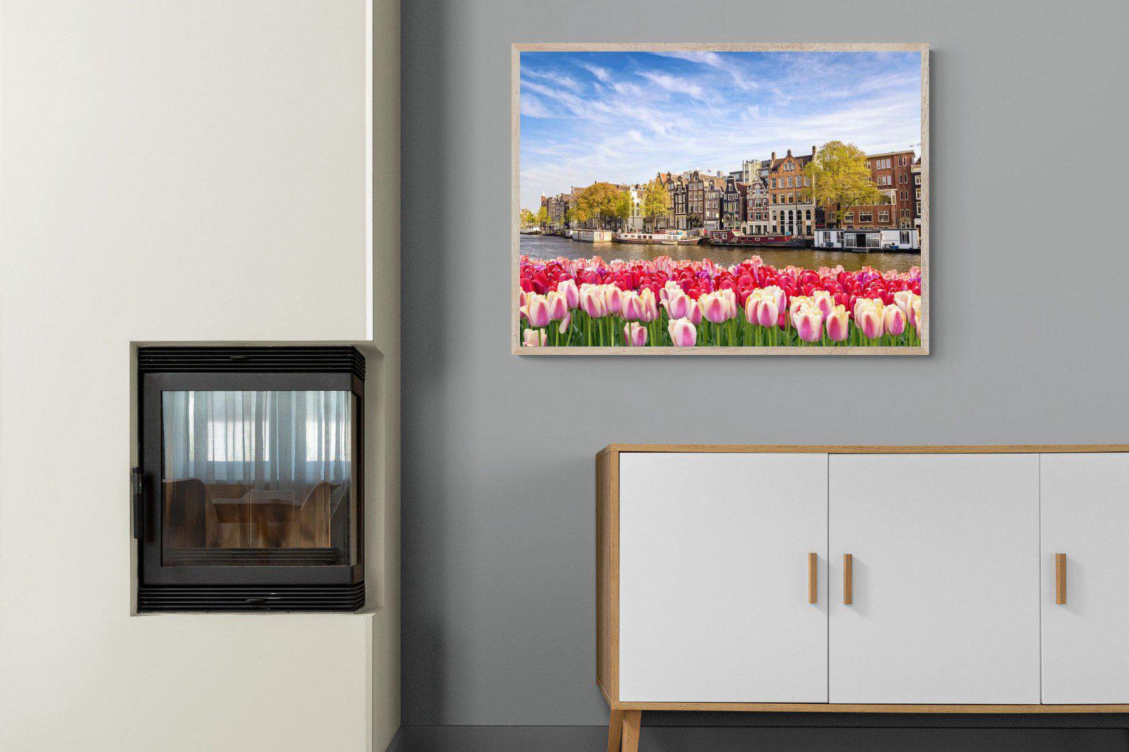 City Tulips-Wall_Art-100 x 75cm-Mounted Canvas-Wood-Pixalot