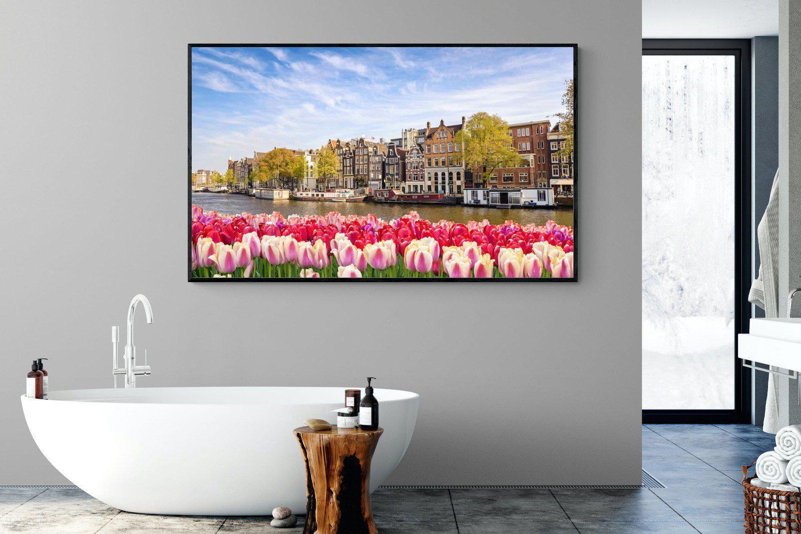 City Tulips-Wall_Art-180 x 110cm-Mounted Canvas-Black-Pixalot