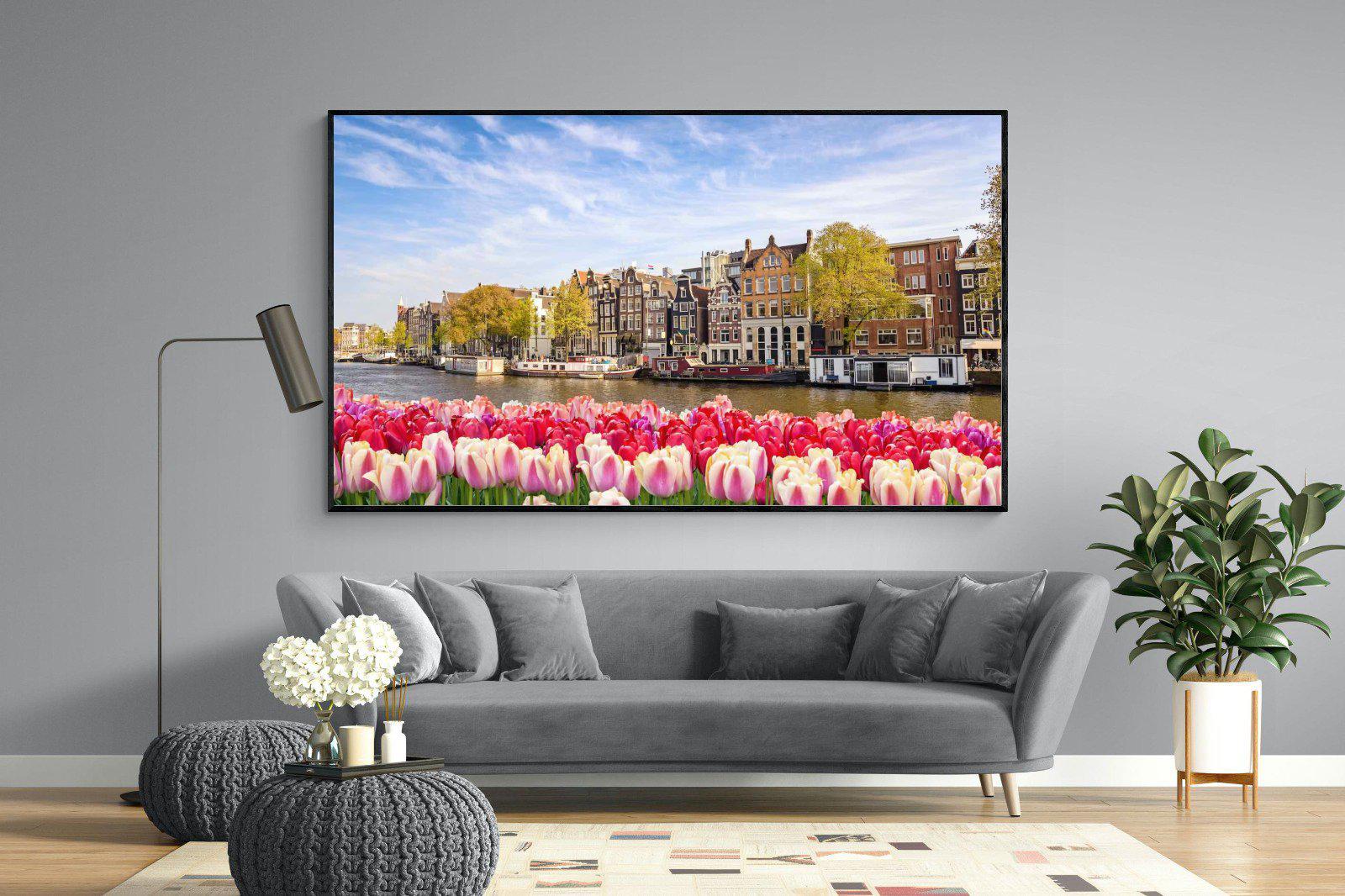 City Tulips-Wall_Art-220 x 130cm-Mounted Canvas-Black-Pixalot