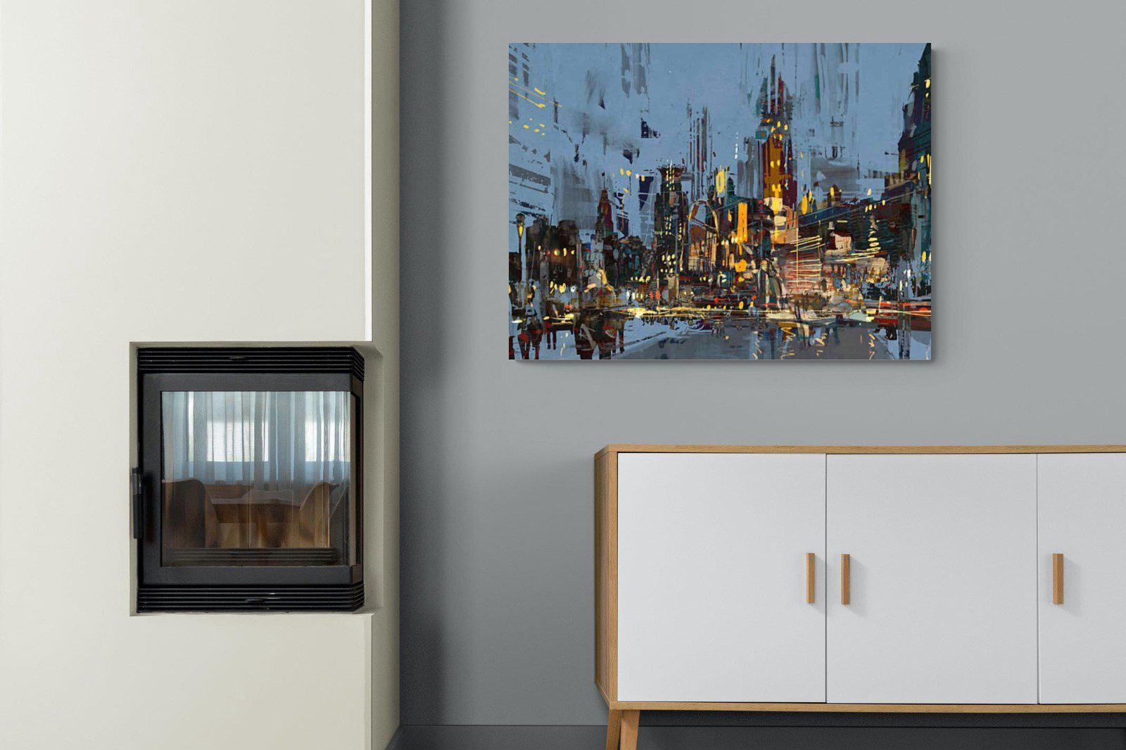 City by Night-Wall_Art-100 x 75cm-Mounted Canvas-No Frame-Pixalot