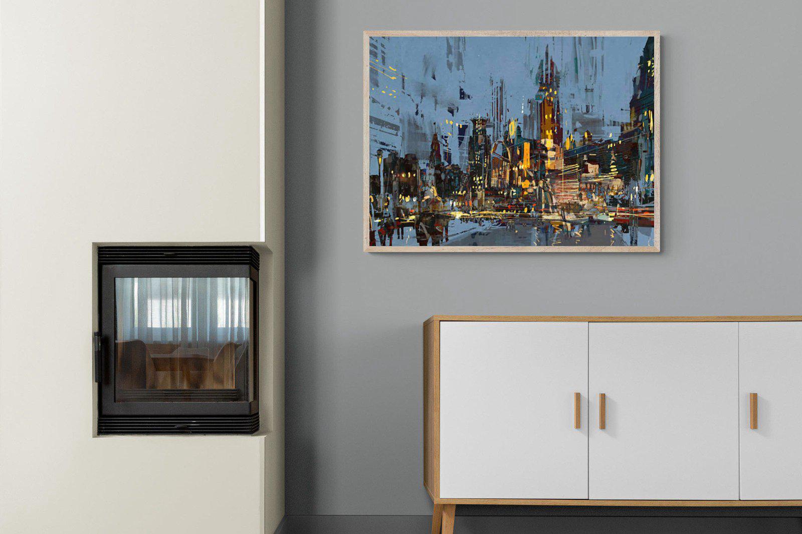 City by Night-Wall_Art-100 x 75cm-Mounted Canvas-Wood-Pixalot
