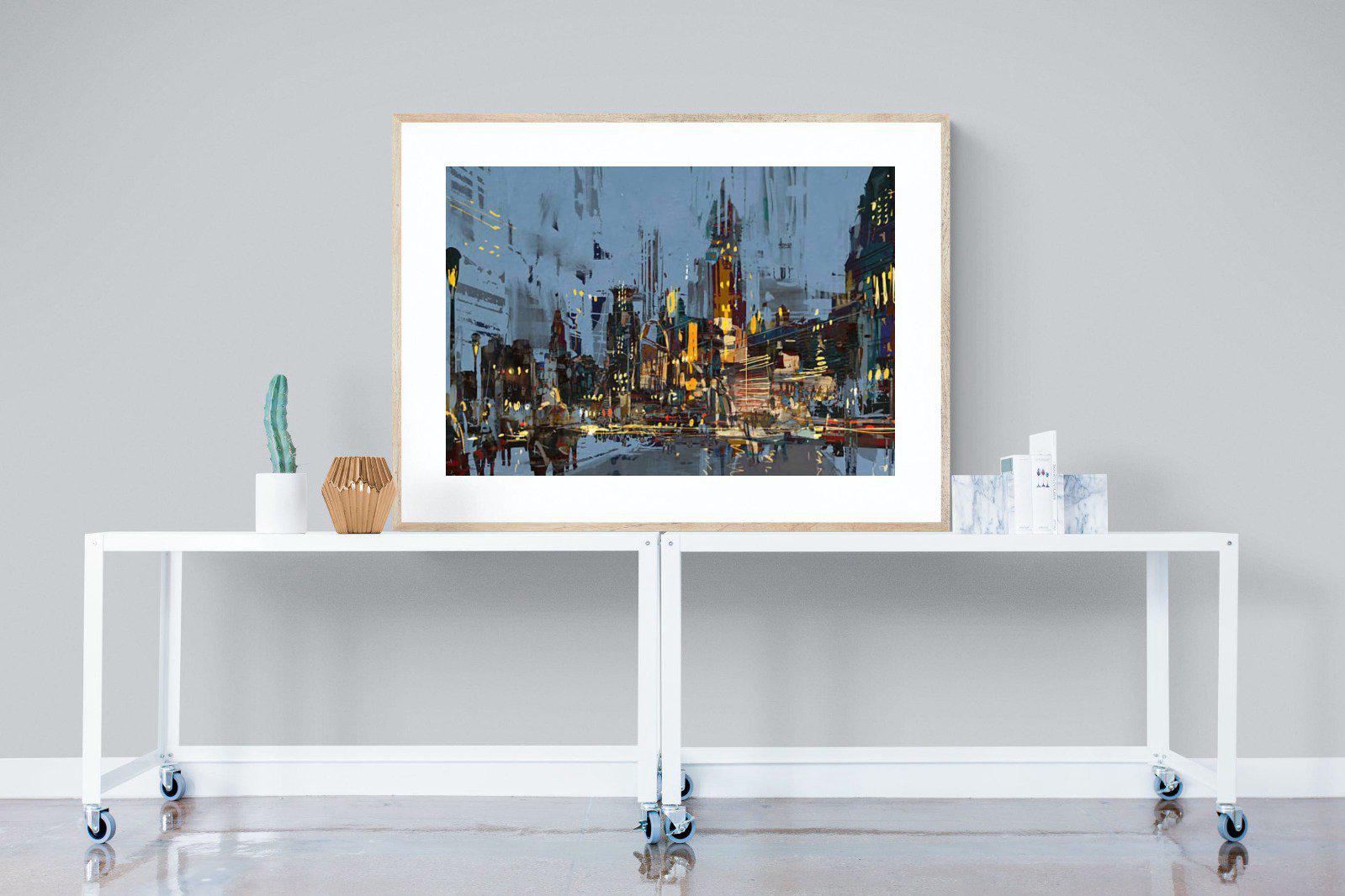 City by Night-Wall_Art-120 x 90cm-Framed Print-Wood-Pixalot