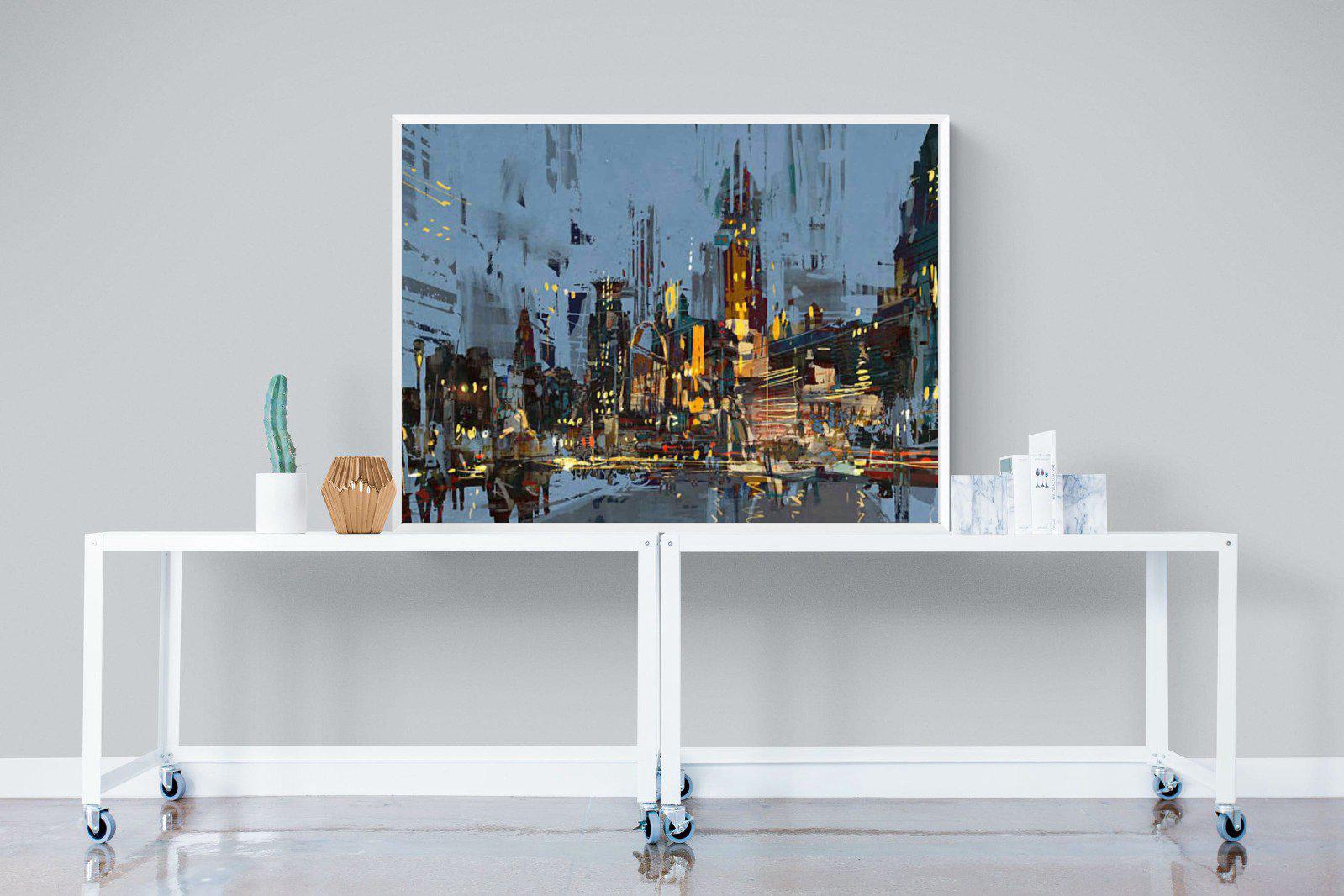City by Night-Wall_Art-120 x 90cm-Mounted Canvas-White-Pixalot
