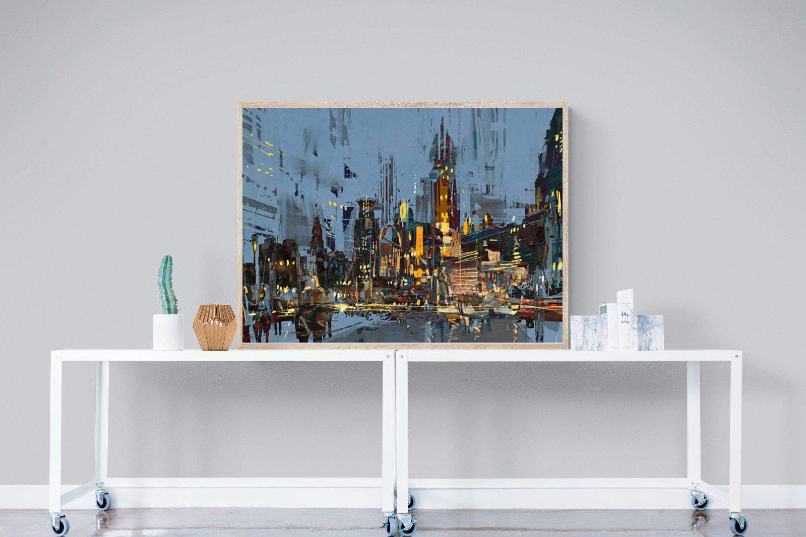 City by Night-Wall_Art-120 x 90cm-Mounted Canvas-Wood-Pixalot