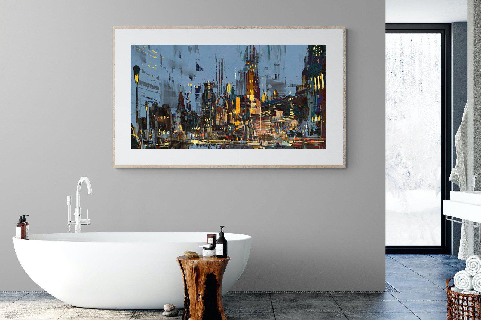 City by Night-Wall_Art-180 x 110cm-Framed Print-Wood-Pixalot