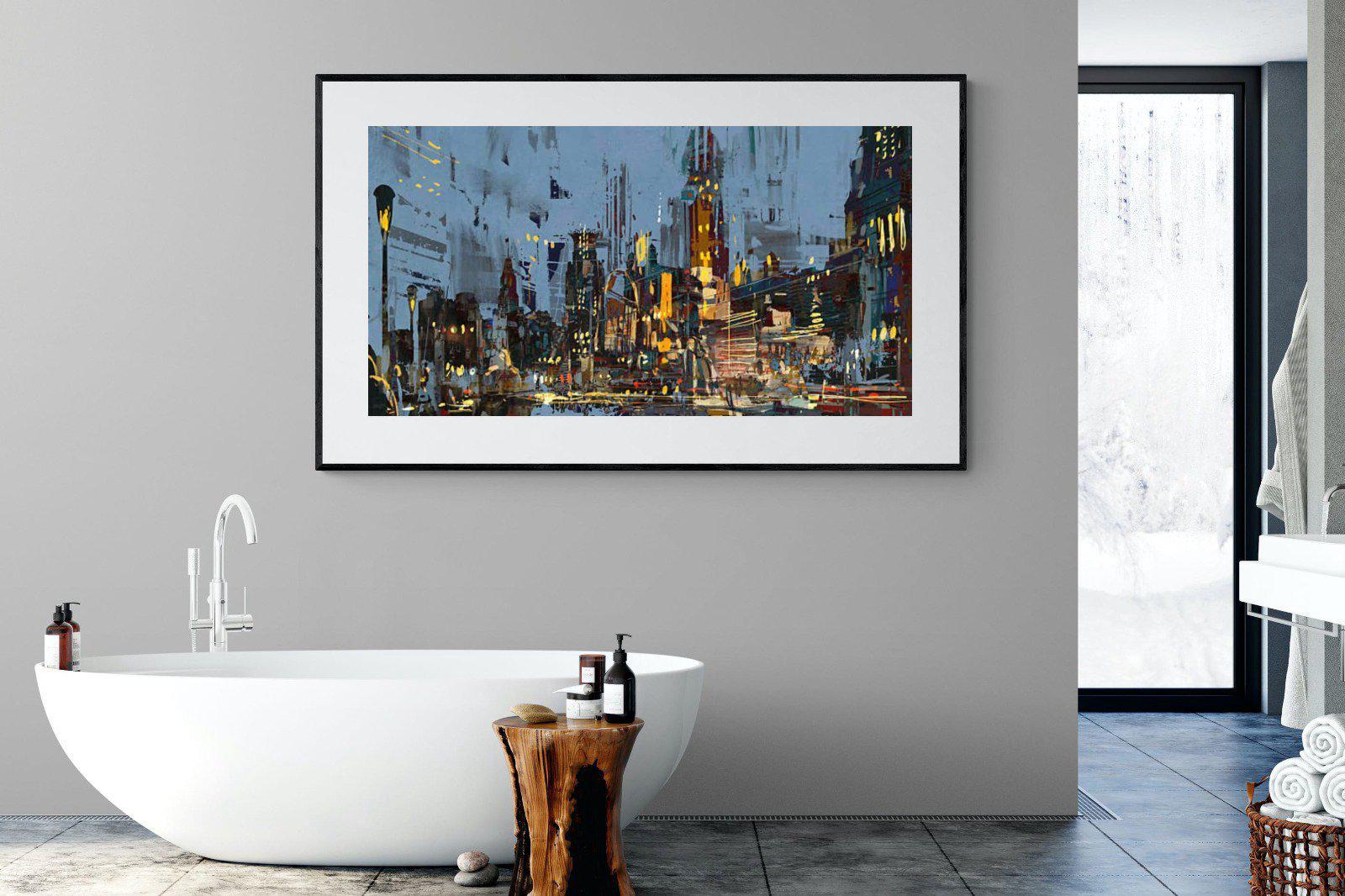 City by Night-Wall_Art-180 x 110cm-Framed Print-Black-Pixalot