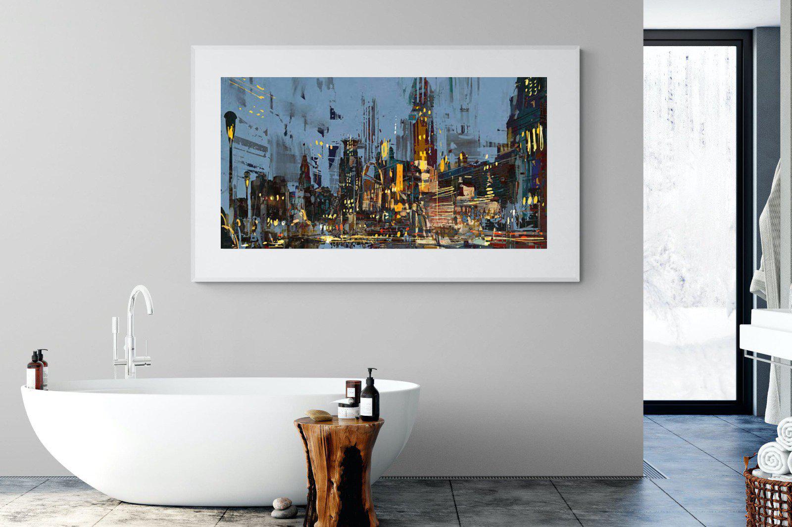 City by Night-Wall_Art-180 x 110cm-Framed Print-White-Pixalot