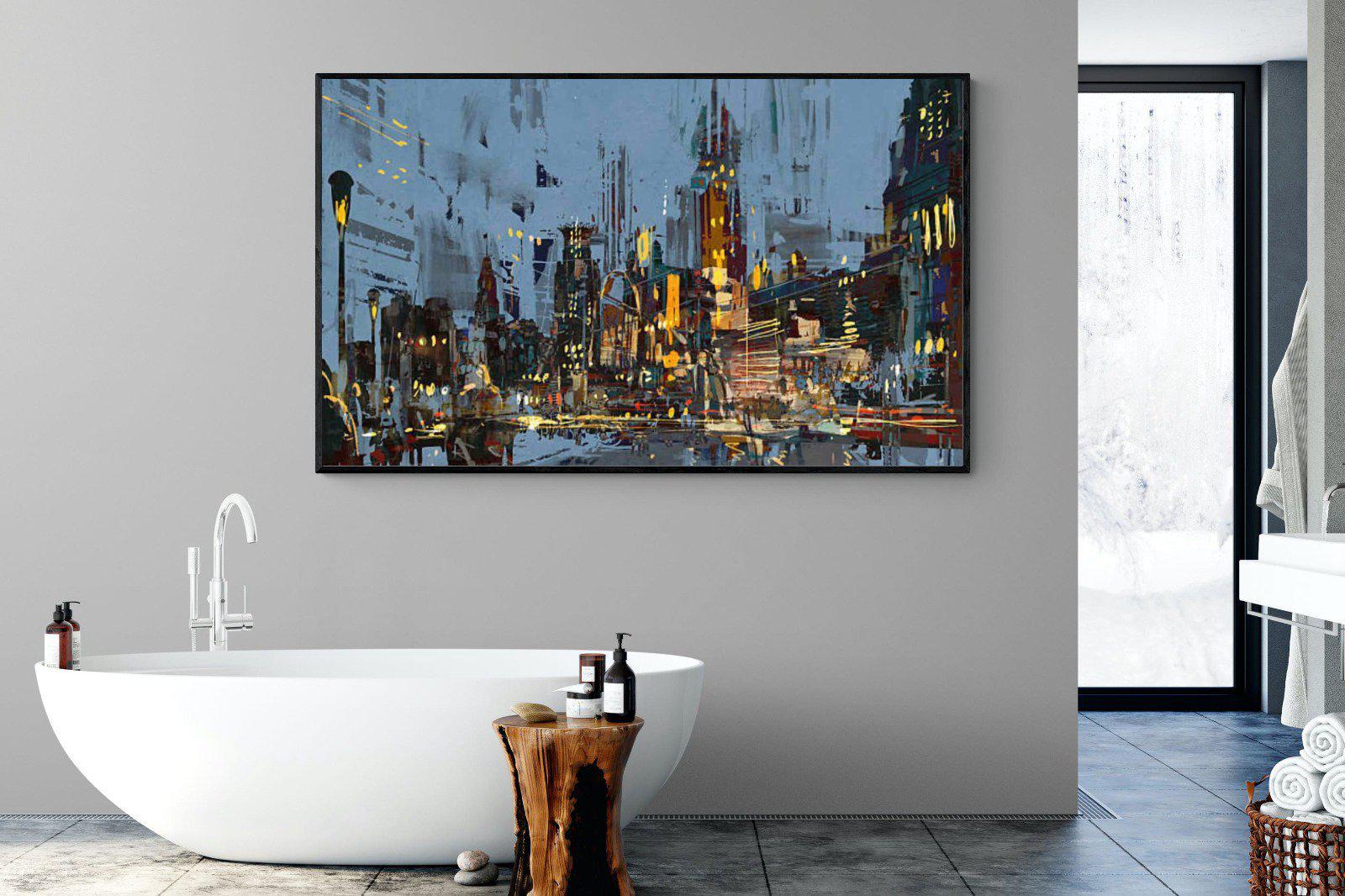 City by Night-Wall_Art-180 x 110cm-Mounted Canvas-Black-Pixalot