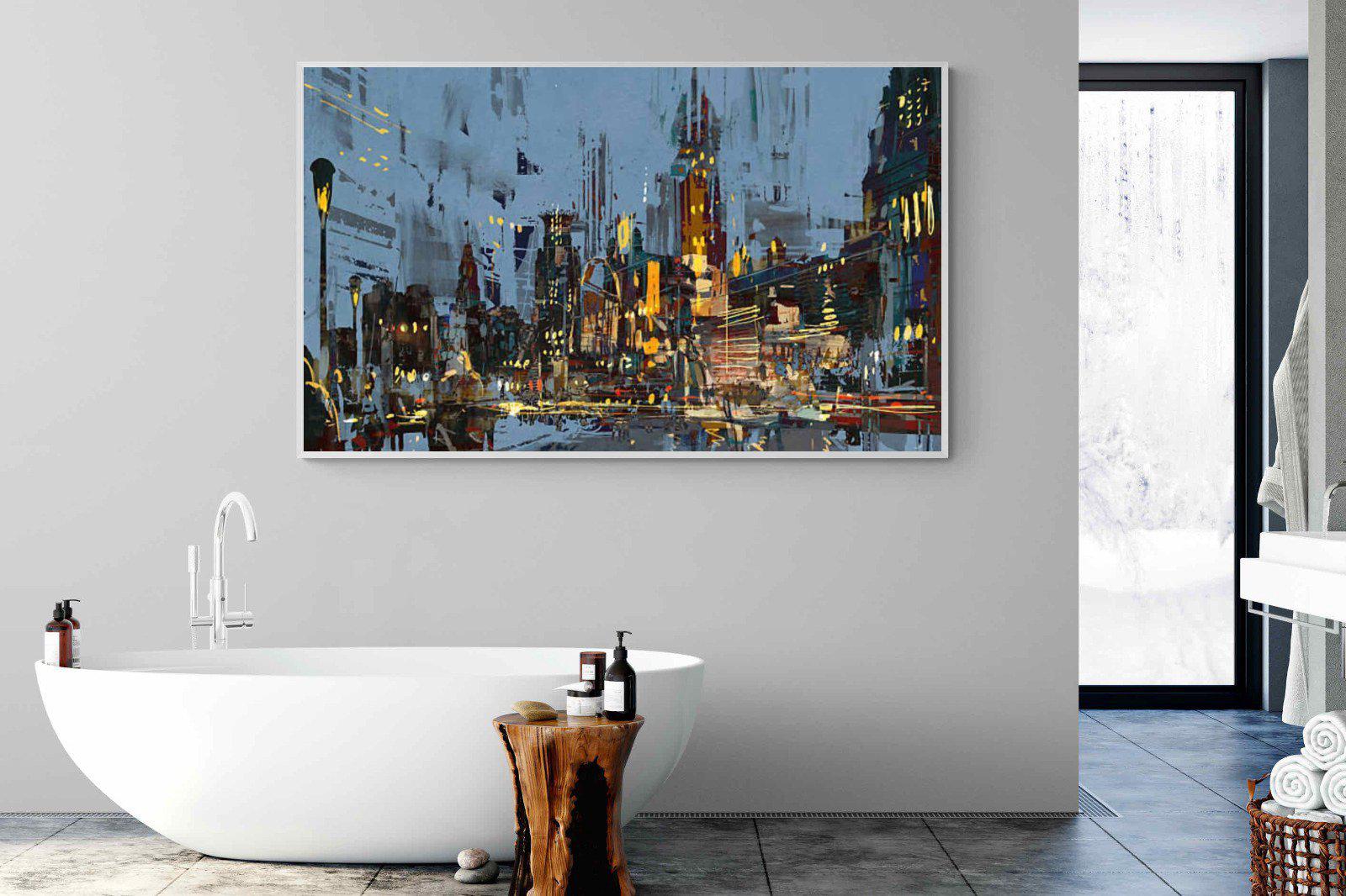 City by Night-Wall_Art-180 x 110cm-Mounted Canvas-White-Pixalot