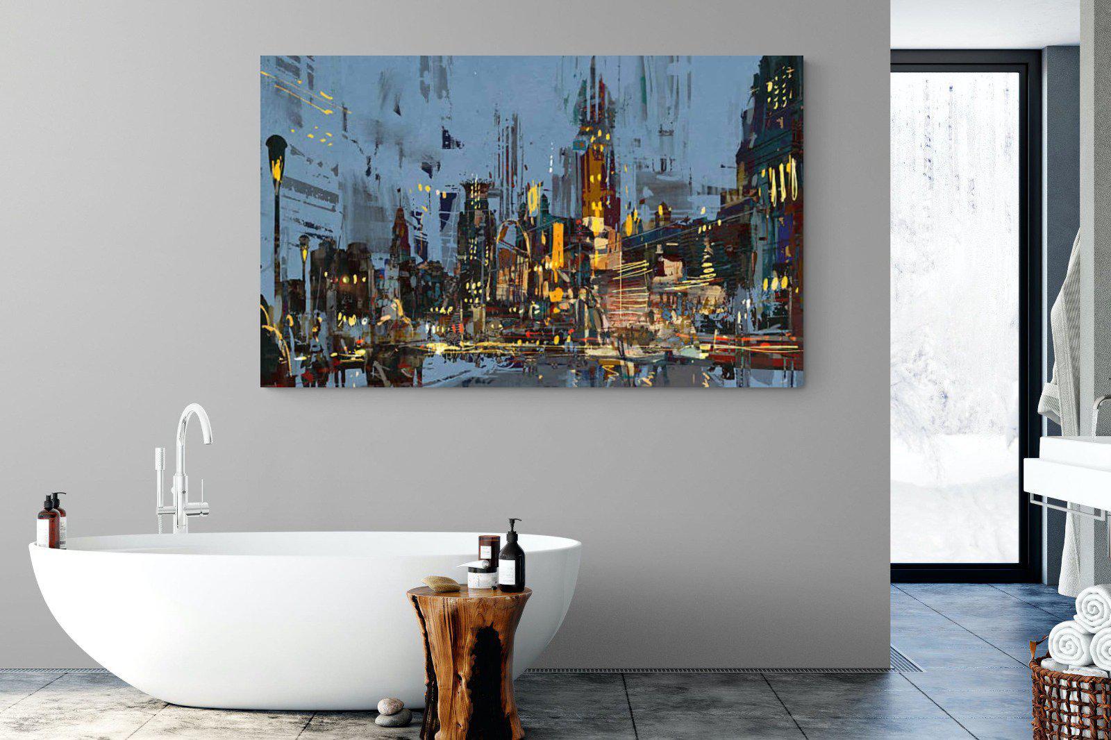 City by Night-Wall_Art-180 x 110cm-Mounted Canvas-No Frame-Pixalot