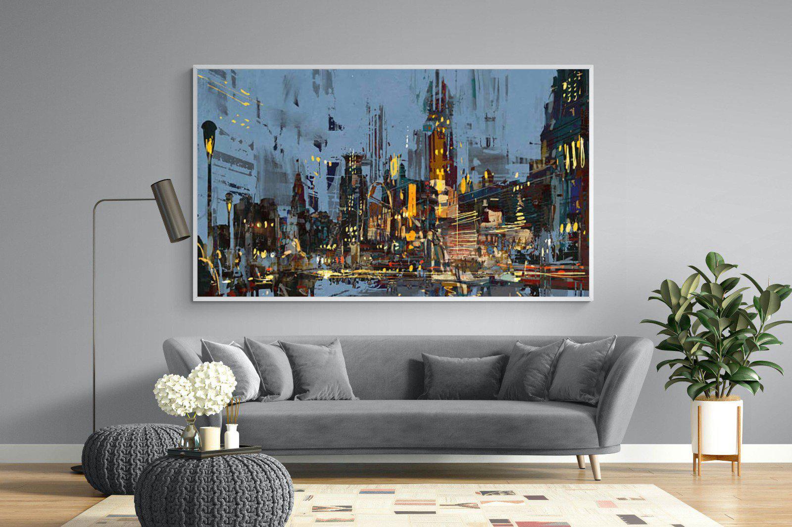 City by Night-Wall_Art-220 x 130cm-Mounted Canvas-White-Pixalot