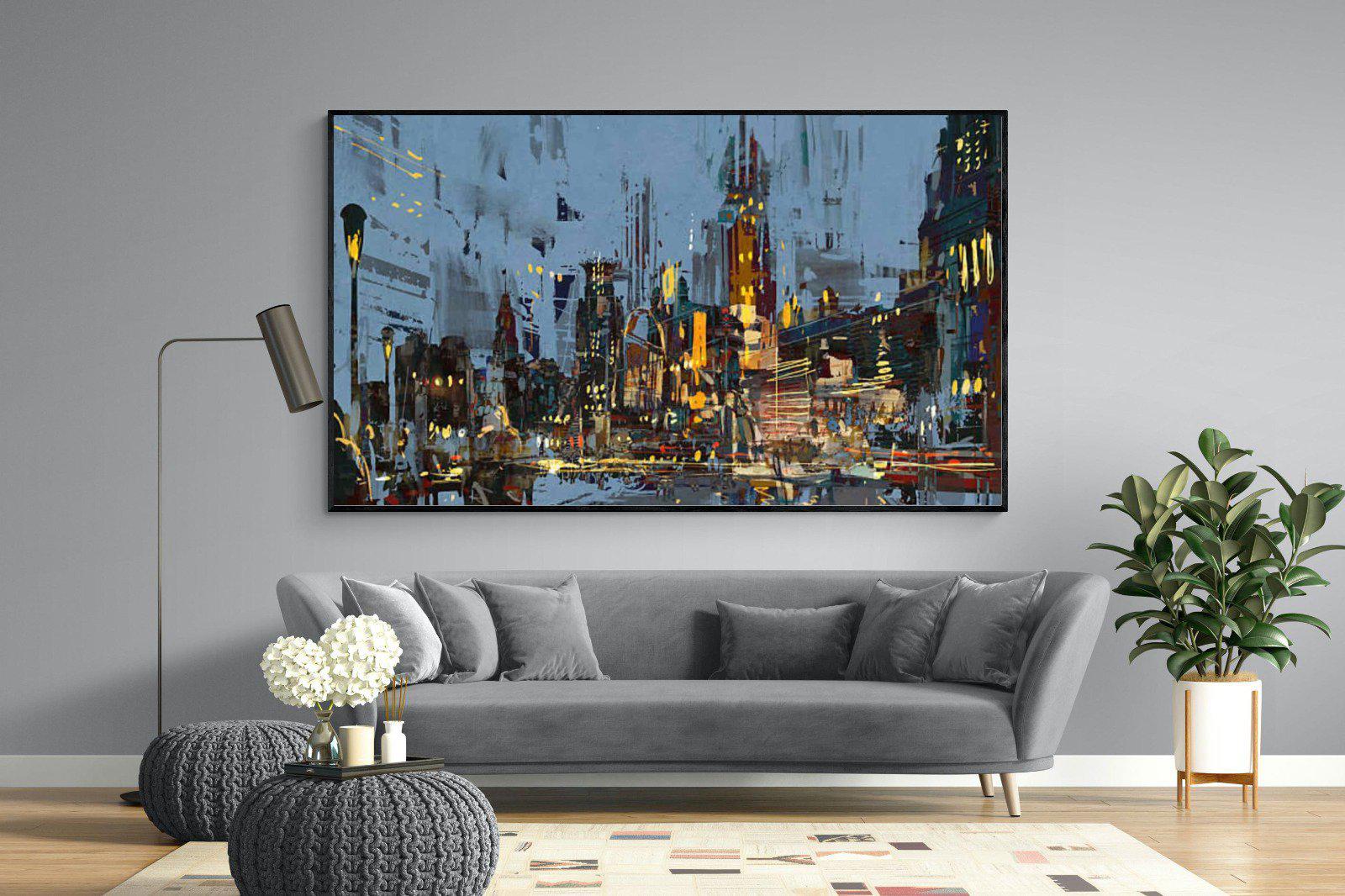 City by Night-Wall_Art-220 x 130cm-Mounted Canvas-Black-Pixalot