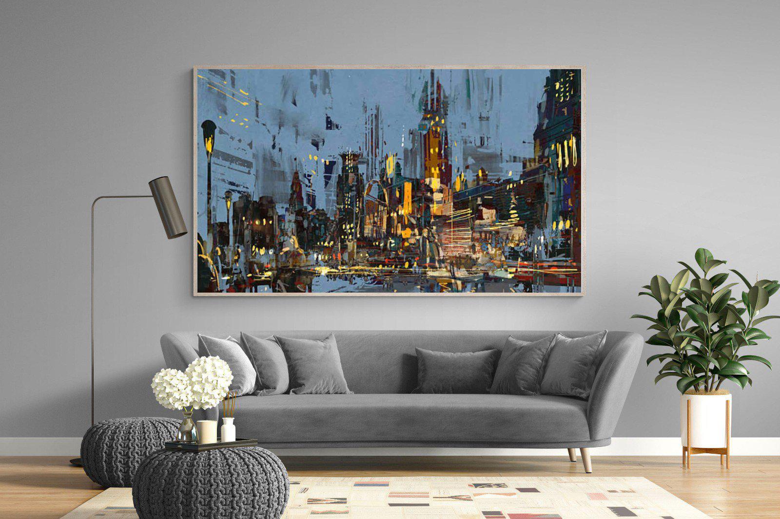 City by Night-Wall_Art-220 x 130cm-Mounted Canvas-Wood-Pixalot