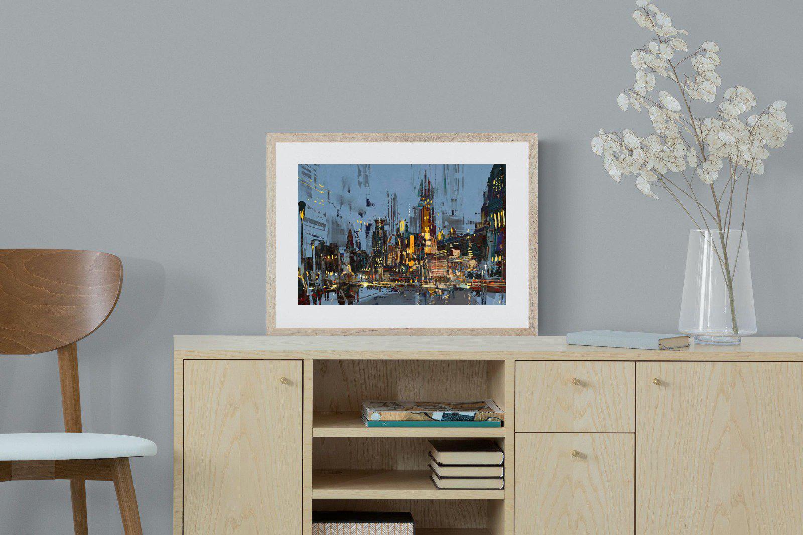 City by Night-Wall_Art-60 x 45cm-Framed Print-Wood-Pixalot
