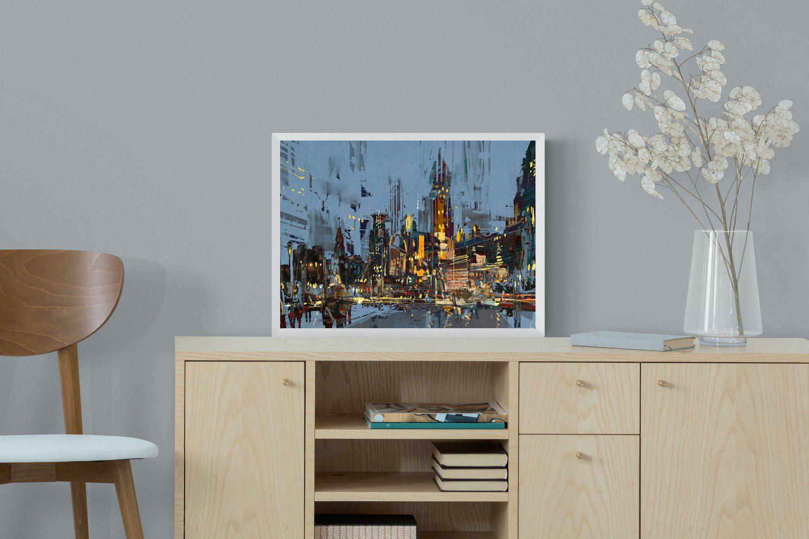 City by Night-Wall_Art-60 x 45cm-Mounted Canvas-White-Pixalot