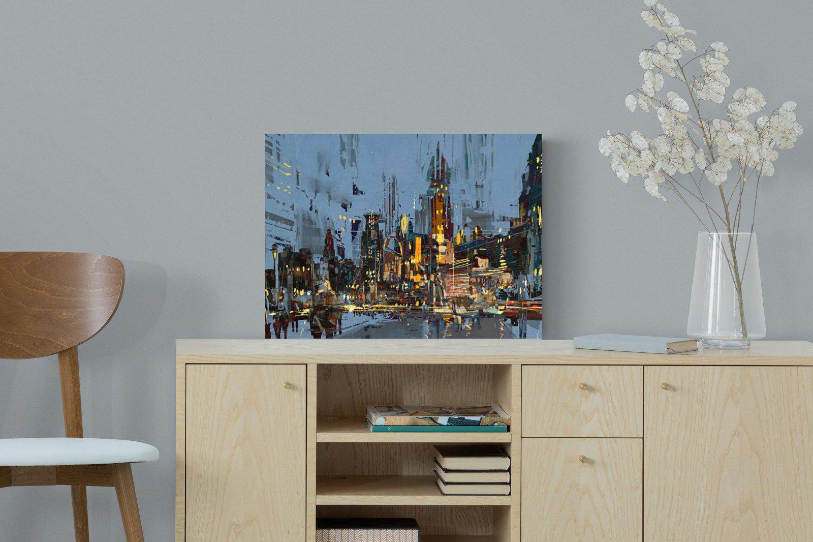 City by Night-Wall_Art-60 x 45cm-Mounted Canvas-No Frame-Pixalot