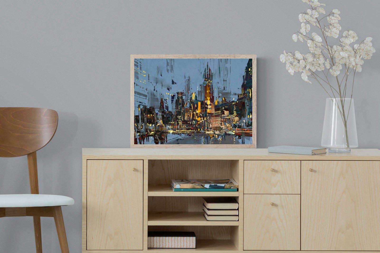 City by Night-Wall_Art-60 x 45cm-Mounted Canvas-Wood-Pixalot