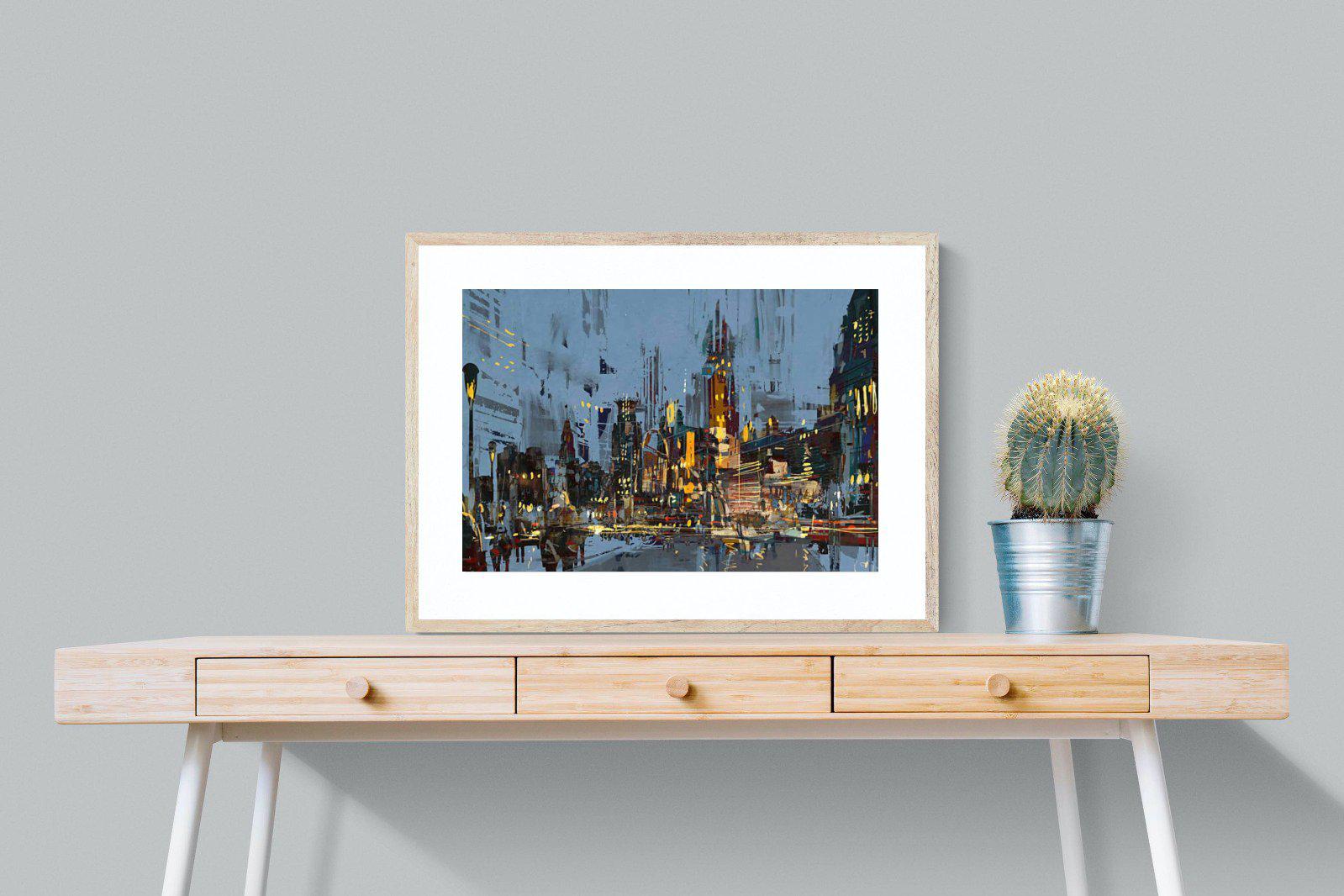 City by Night-Wall_Art-80 x 60cm-Framed Print-Wood-Pixalot