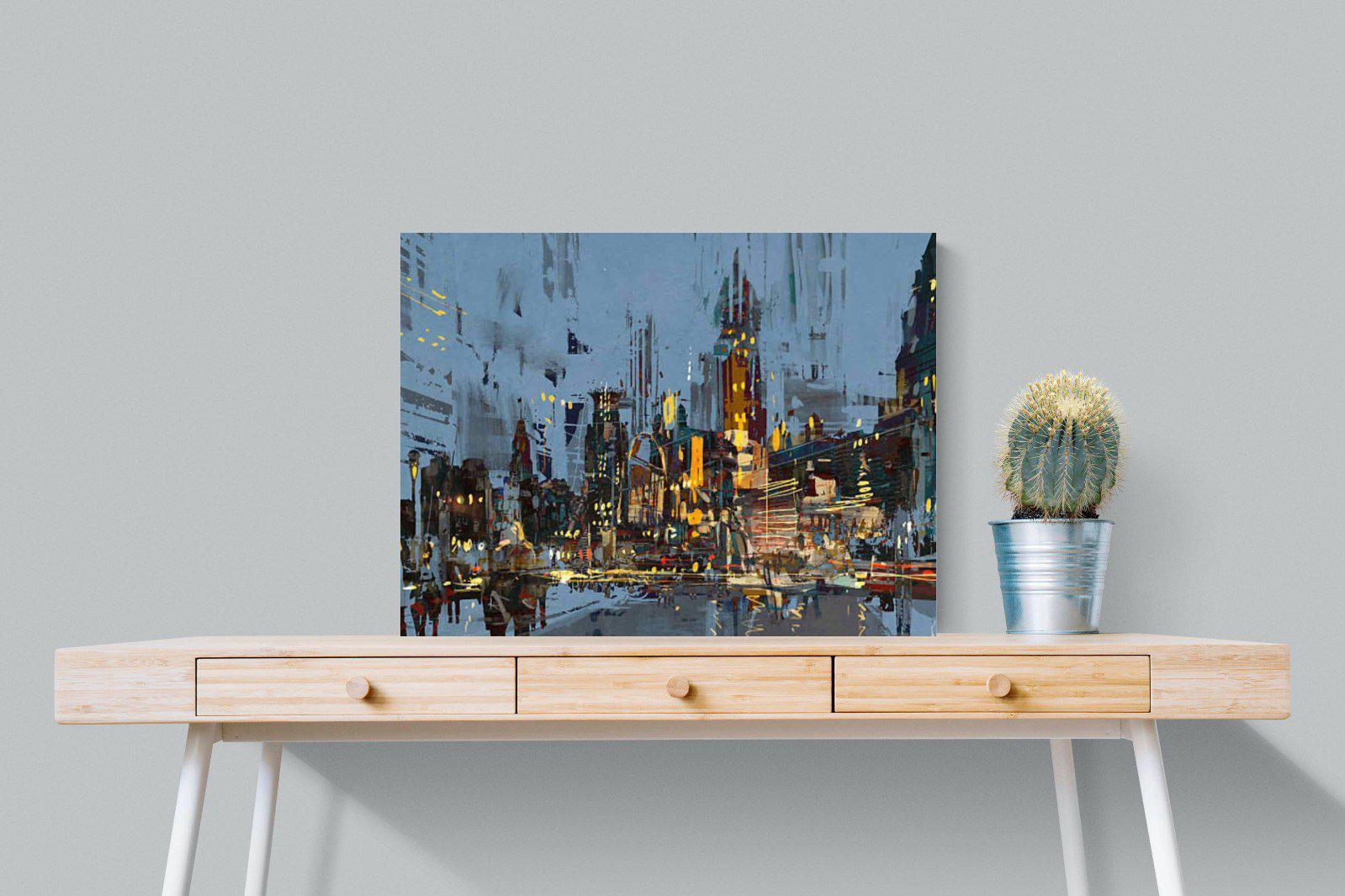 City by Night-Wall_Art-80 x 60cm-Mounted Canvas-No Frame-Pixalot