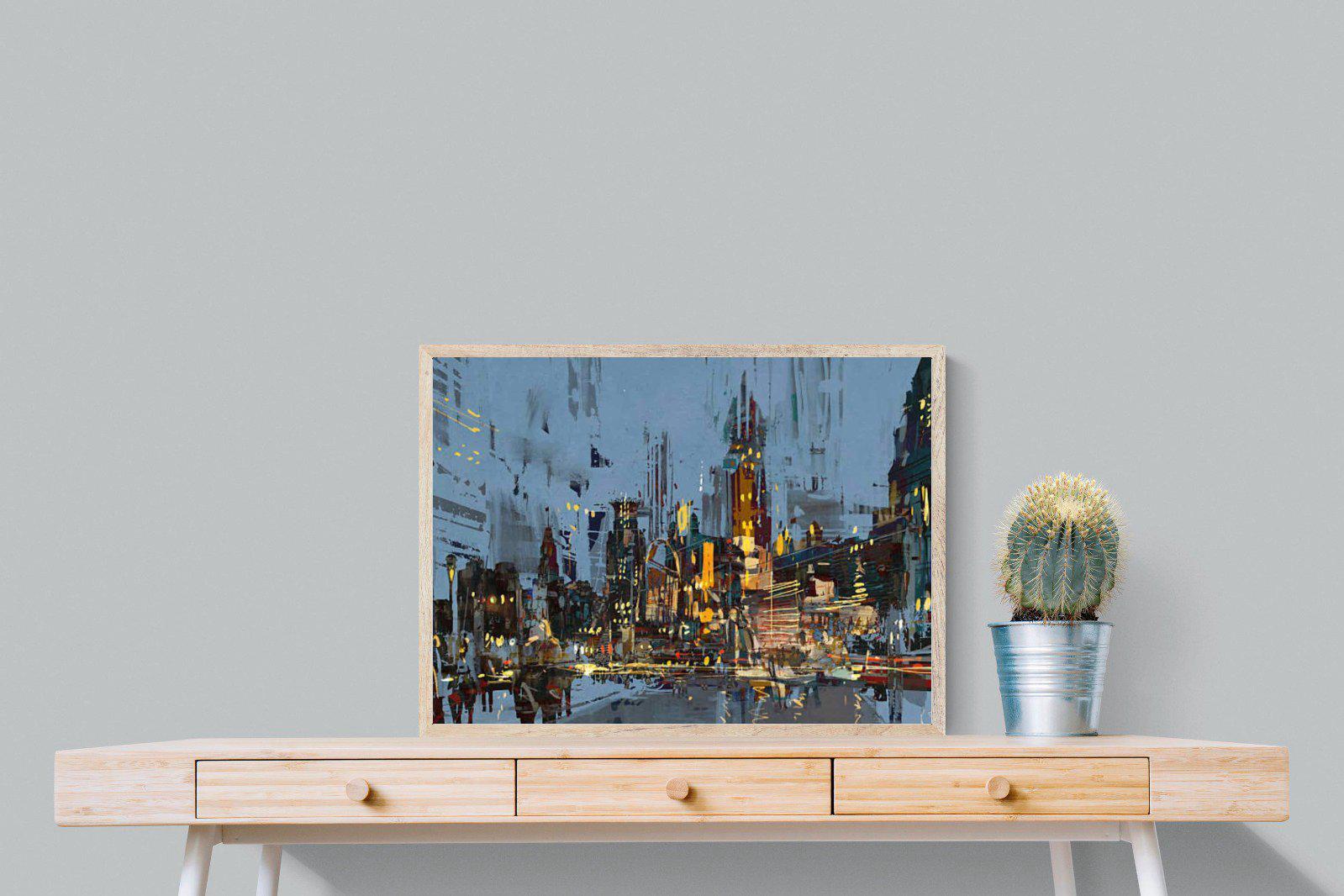 City by Night-Wall_Art-80 x 60cm-Mounted Canvas-Wood-Pixalot