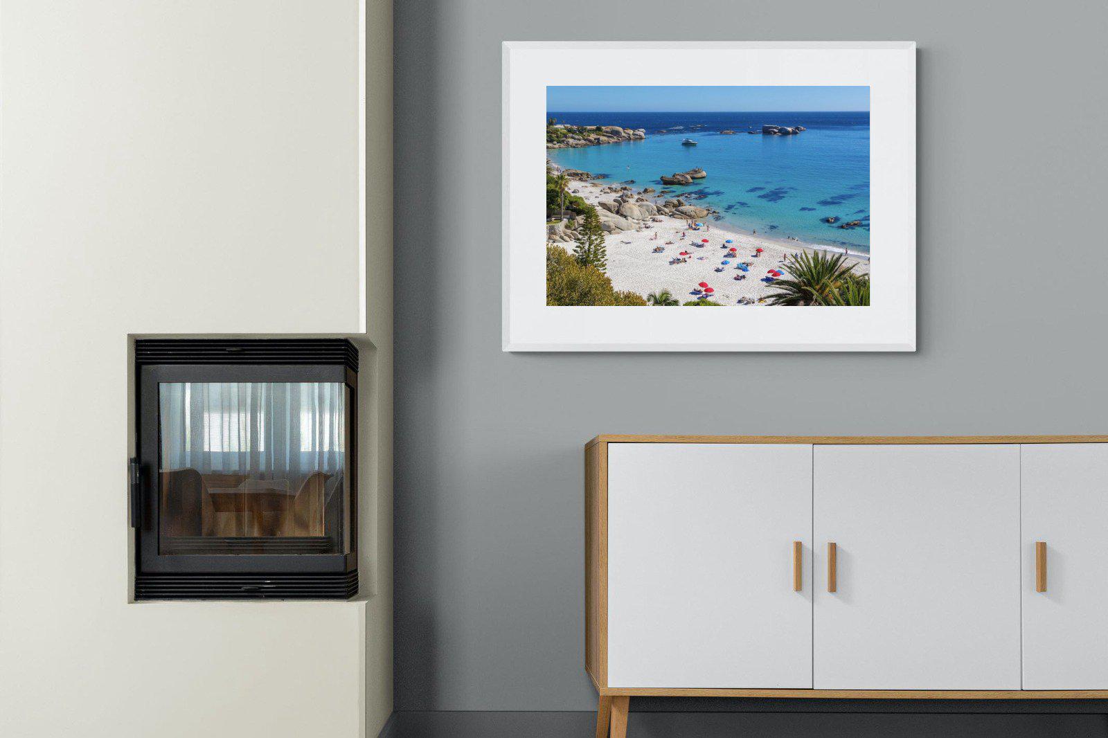 Clifton Beach-Wall_Art-100 x 75cm-Framed Print-White-Pixalot