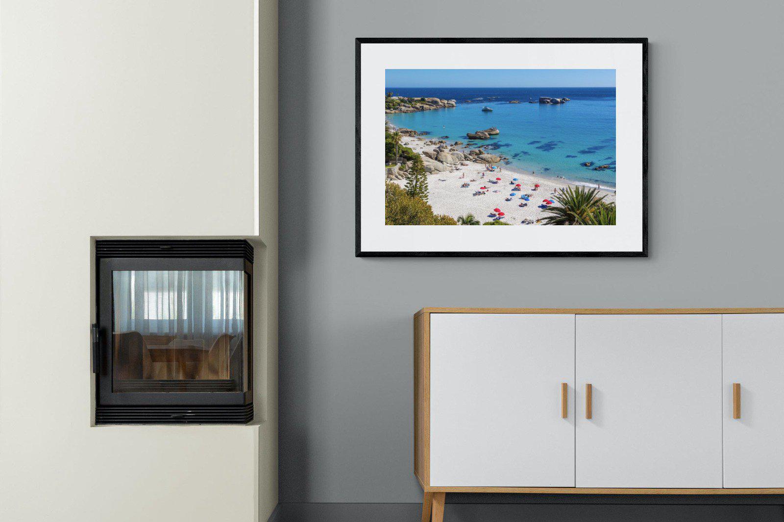 Clifton Beach-Wall_Art-100 x 75cm-Framed Print-Black-Pixalot