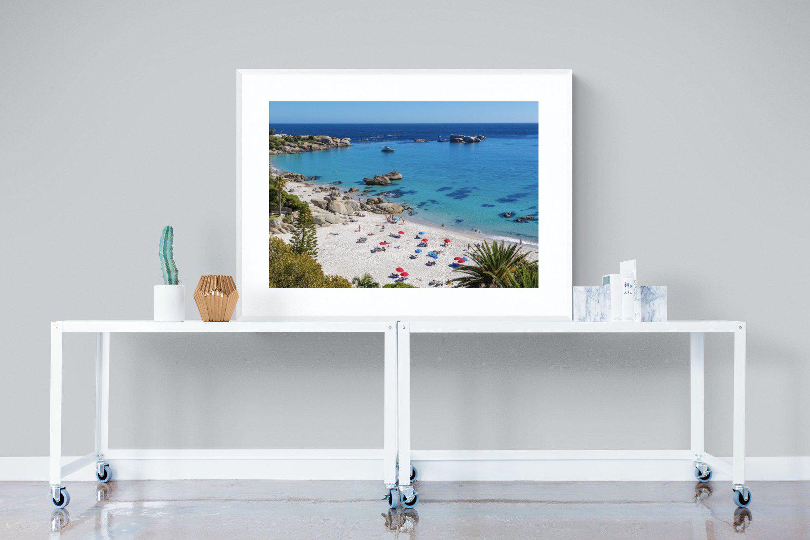 Clifton Beach-Wall_Art-120 x 90cm-Framed Print-White-Pixalot