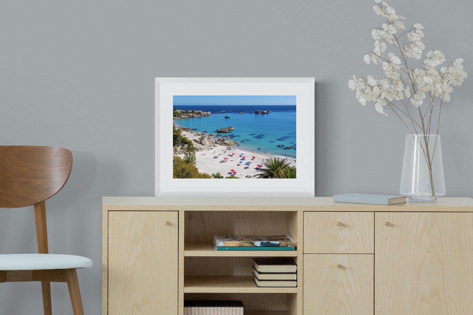 Clifton Beach-Wall_Art-60 x 45cm-Framed Print-White-Pixalot