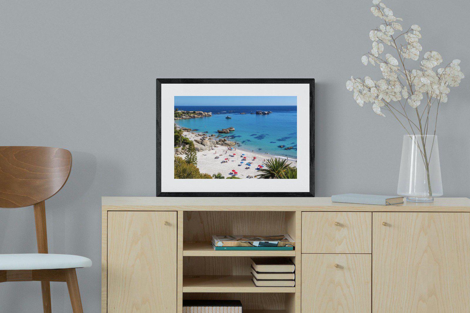 Clifton Beach-Wall_Art-60 x 45cm-Framed Print-Black-Pixalot