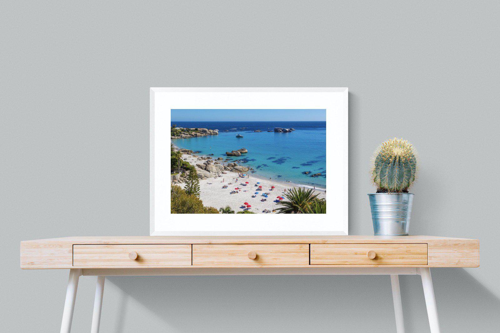 Clifton Beach-Wall_Art-80 x 60cm-Framed Print-White-Pixalot