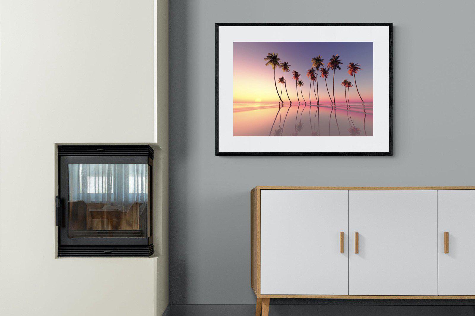 Coconut Palms-Wall_Art-100 x 75cm-Framed Print-Black-Pixalot