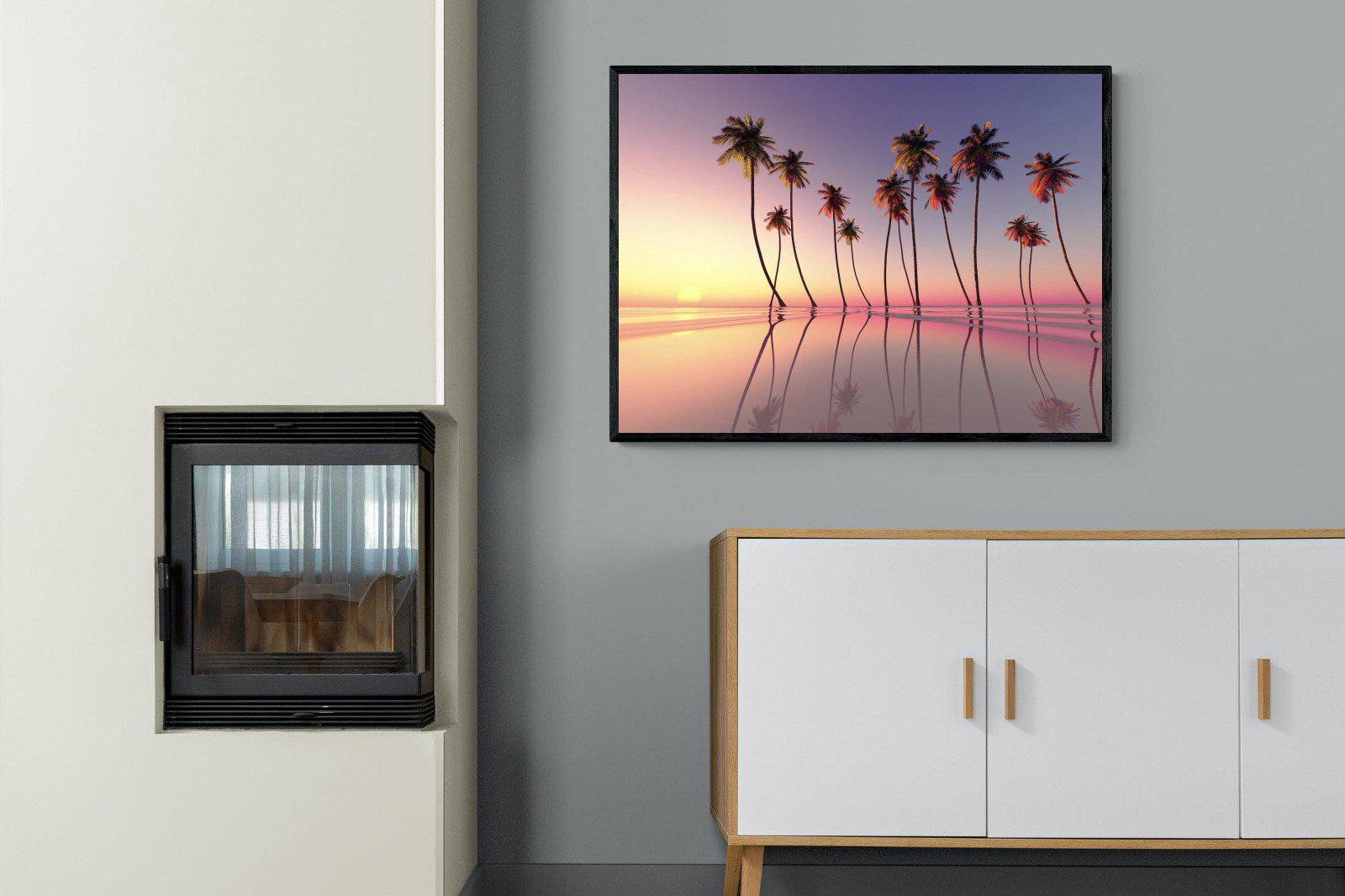 Coconut Palms-Wall_Art-100 x 75cm-Mounted Canvas-Black-Pixalot