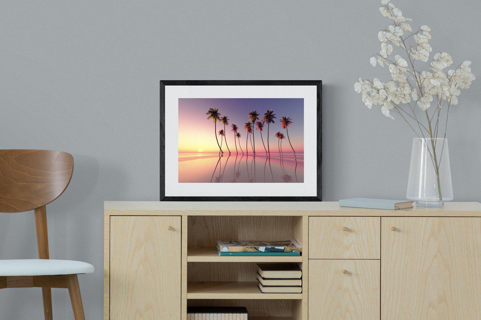 Coconut Palms-Wall_Art-60 x 45cm-Framed Print-Black-Pixalot