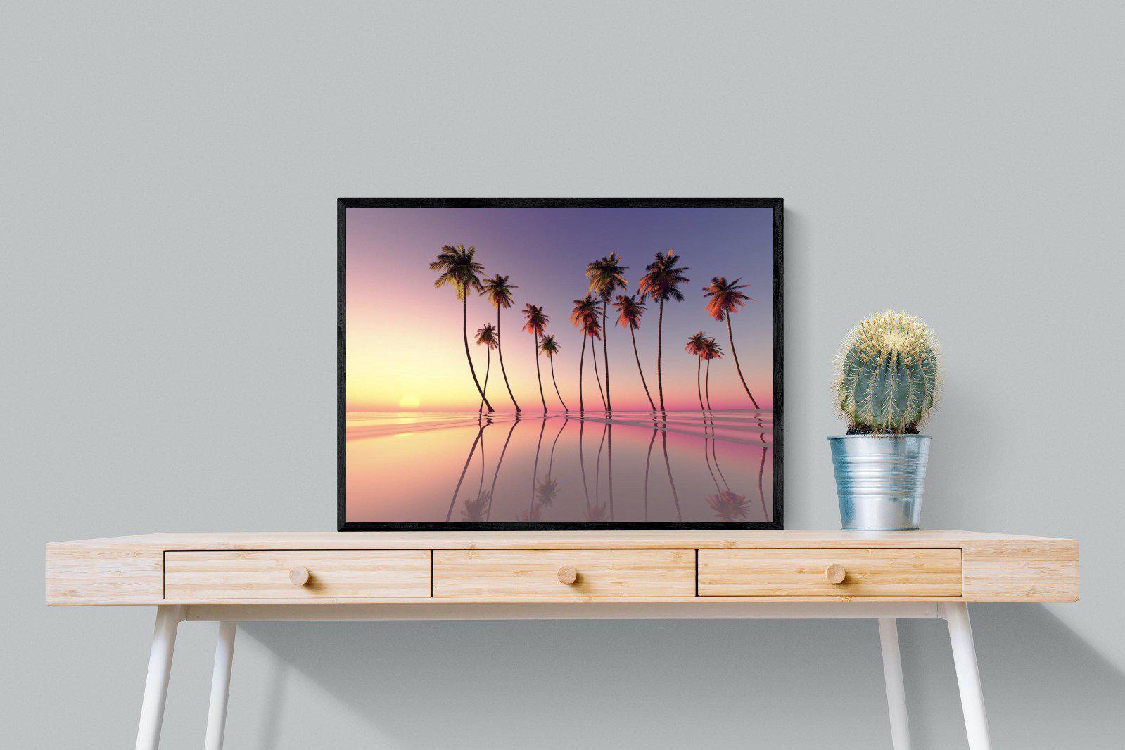Coconut Palms-Wall_Art-80 x 60cm-Mounted Canvas-Black-Pixalot