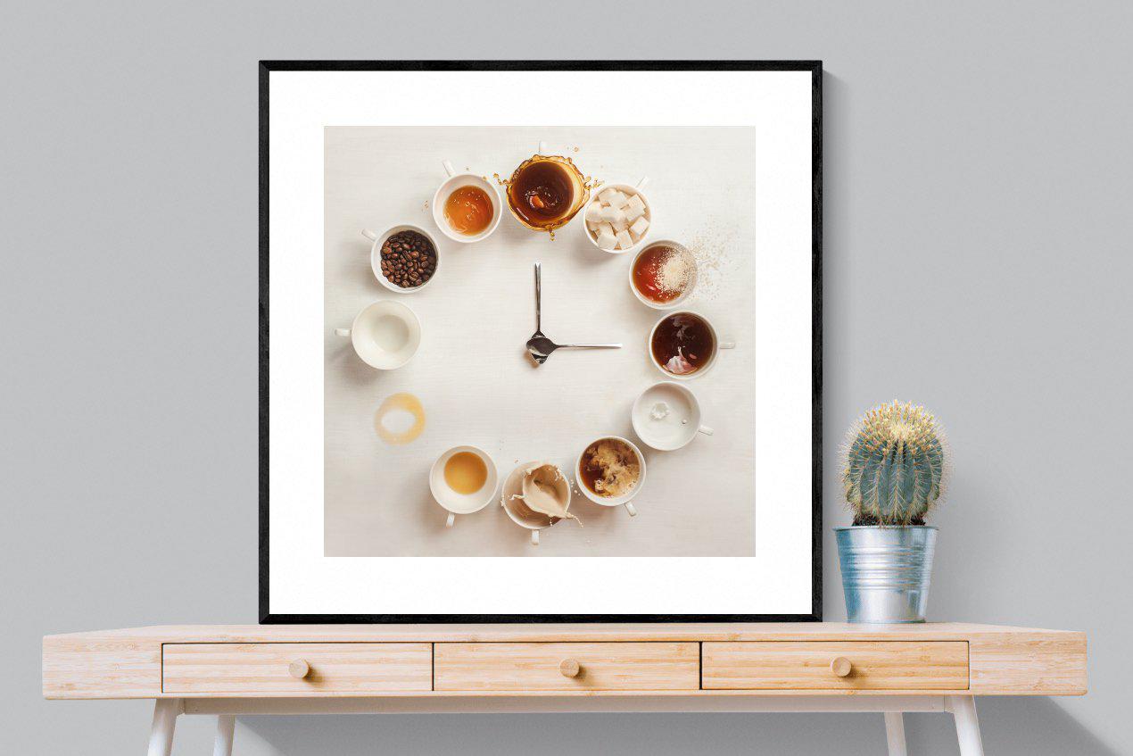 Coffee O'Clock-Wall_Art-100 x 100cm-Framed Print-Black-Pixalot