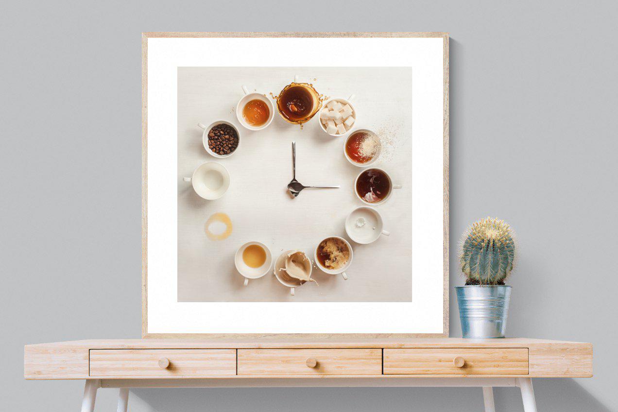 Coffee O'Clock-Wall_Art-100 x 100cm-Framed Print-Wood-Pixalot