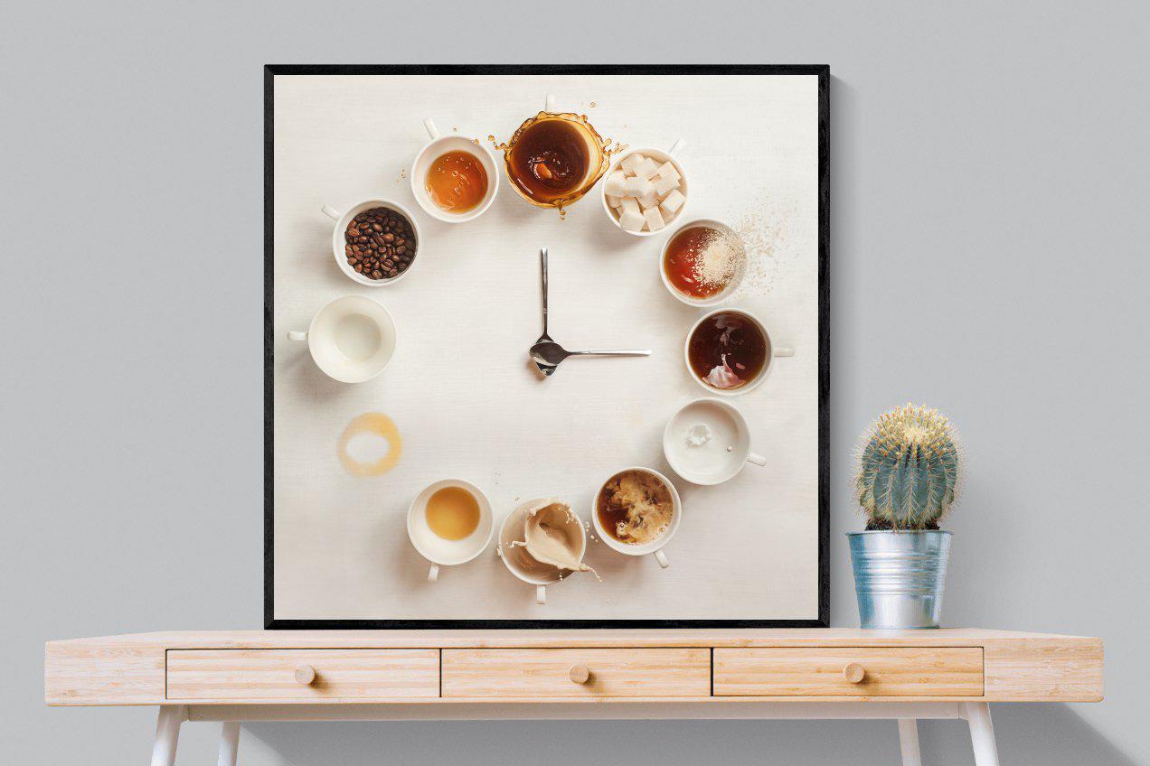 Coffee O'Clock-Wall_Art-100 x 100cm-Mounted Canvas-Black-Pixalot
